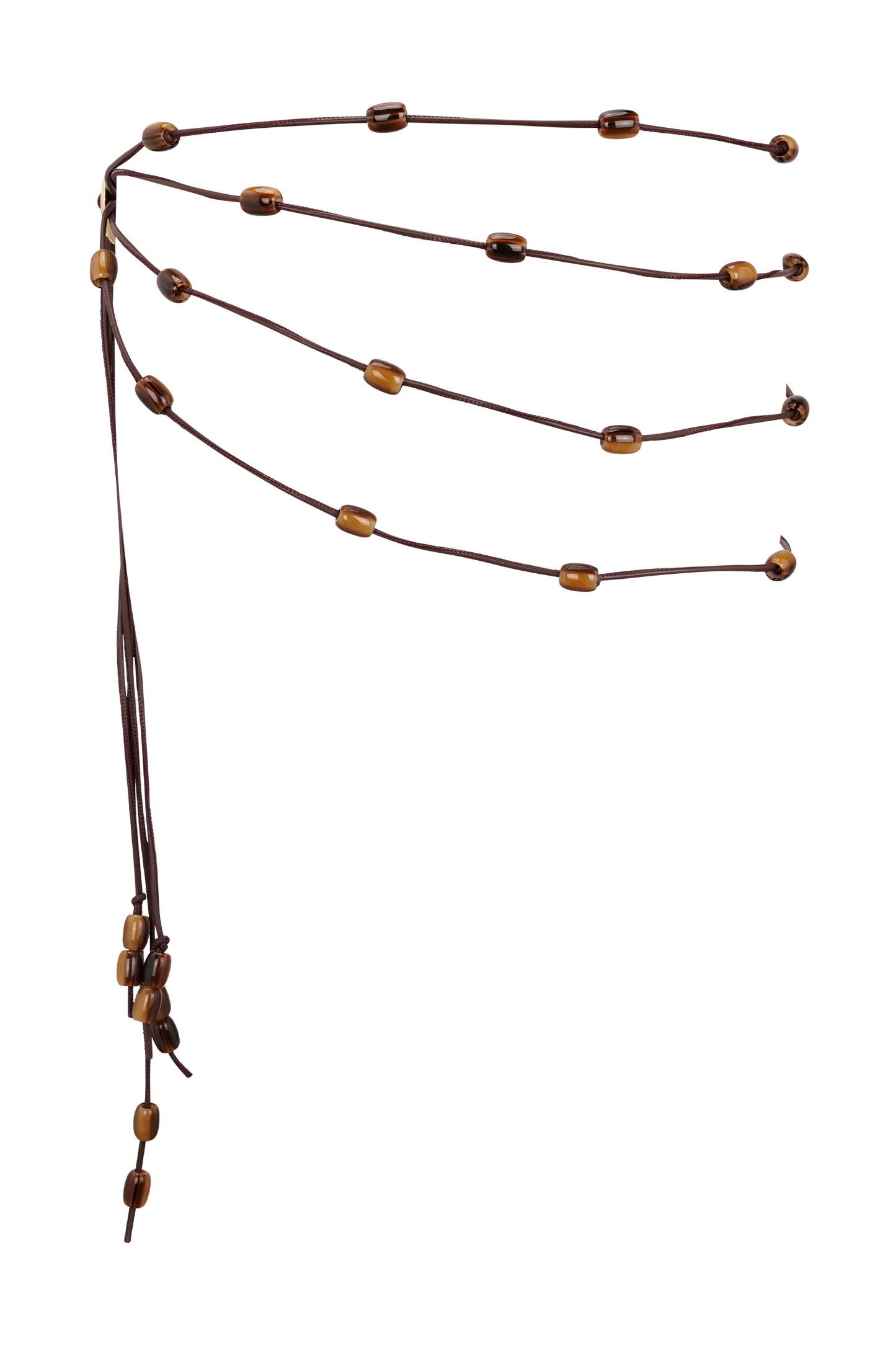 Enid Faux Leather Beaded Belt - Chocolate