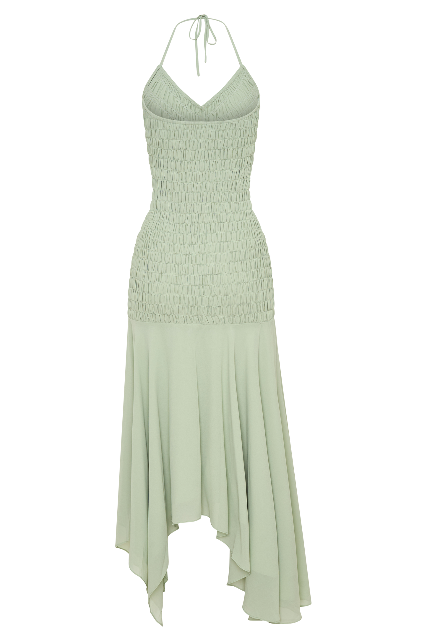 Evelyn Shirred Chiffon Maxi Dress - Sage