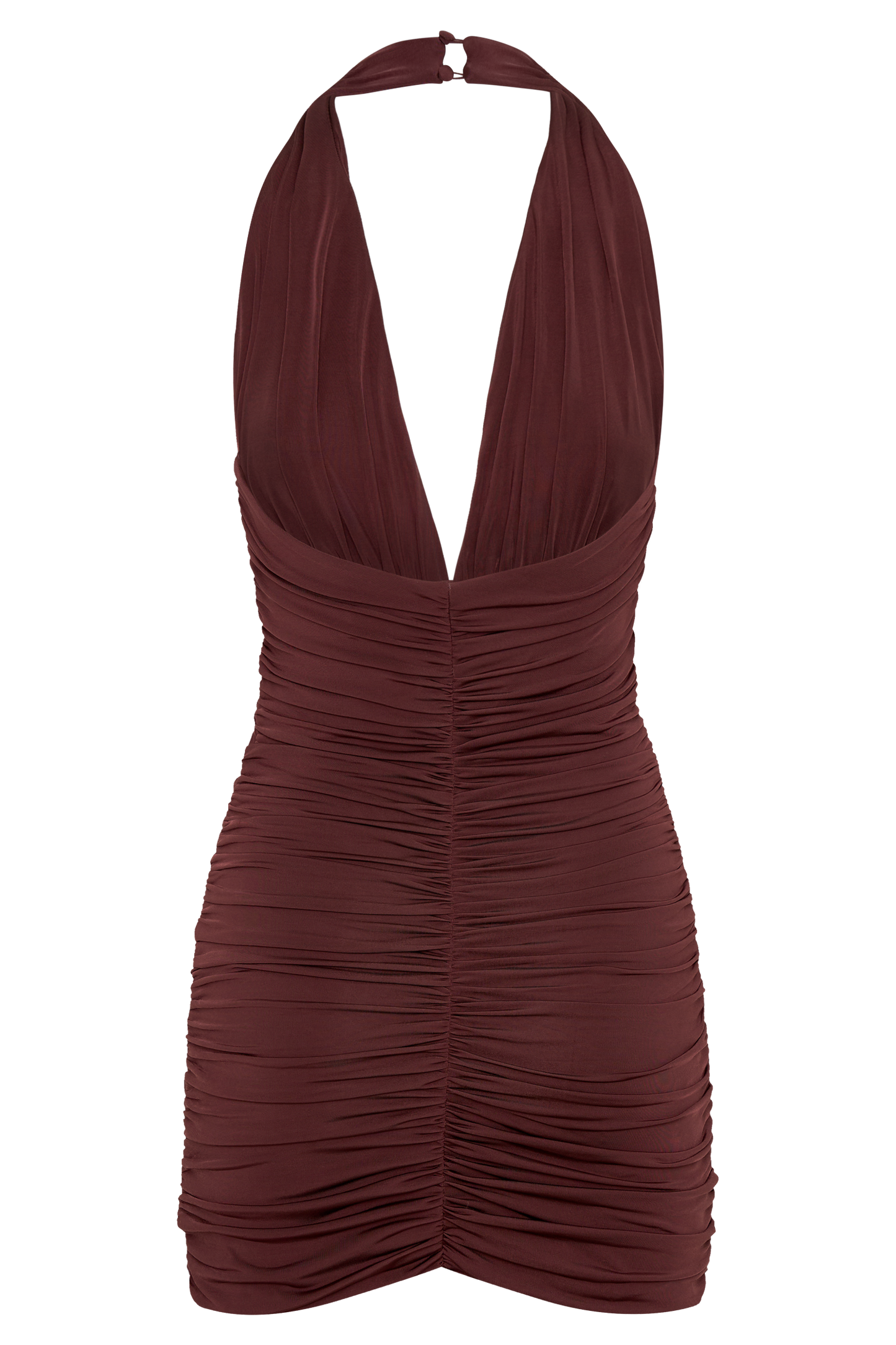 Fleur Ruched Slinky Mini Dress - Mahogany