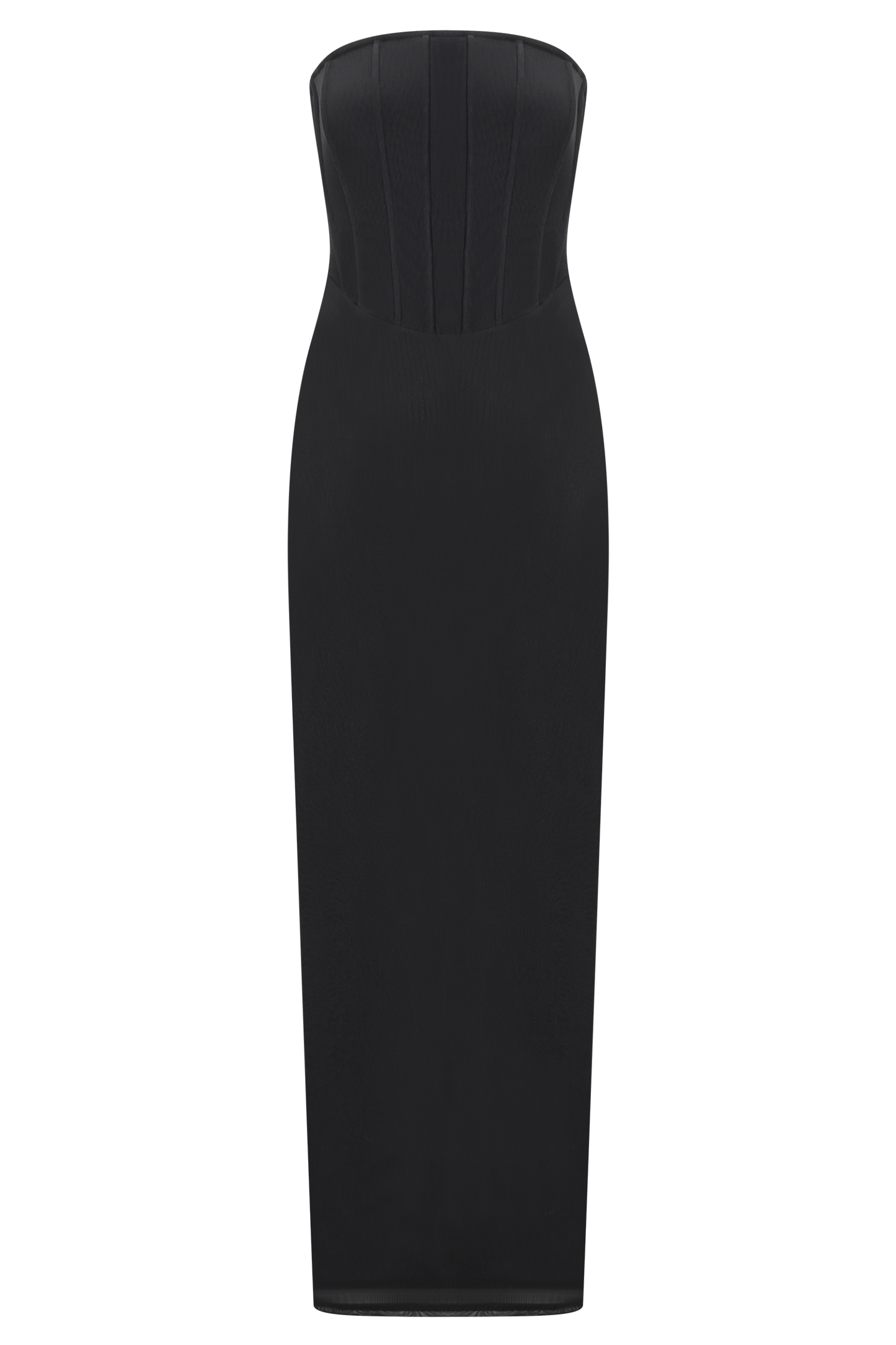 Gemma Strapless Mesh Maxi Dress - Black