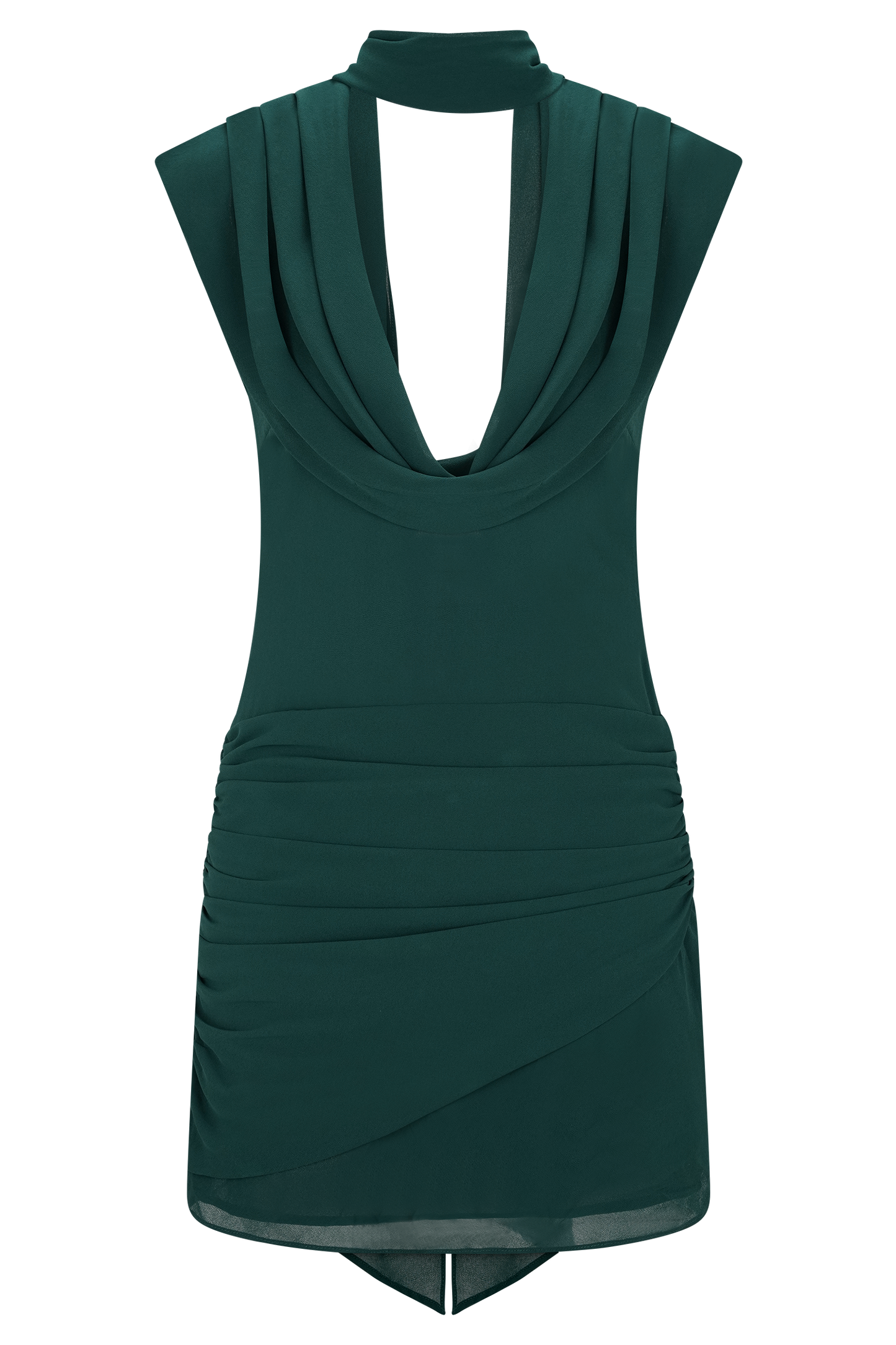 Giulia Chiffon Draped Mini Dress - Dark Emerald