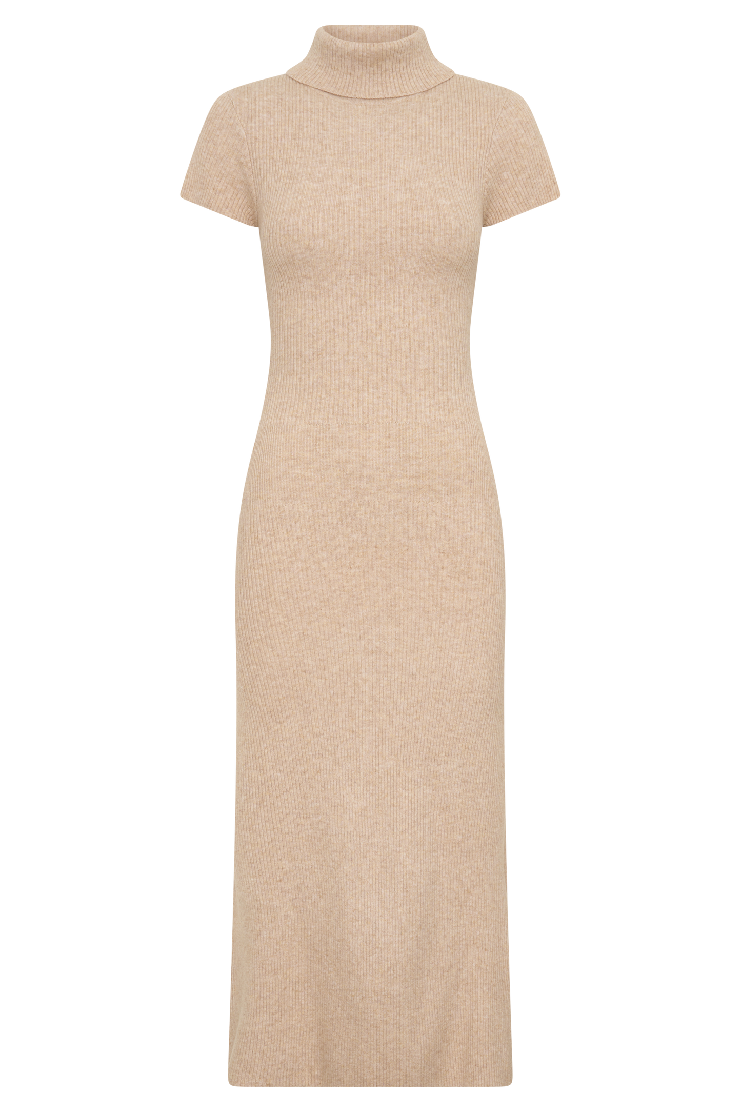 Goldie High Neck Knit Midi Dress - Camel