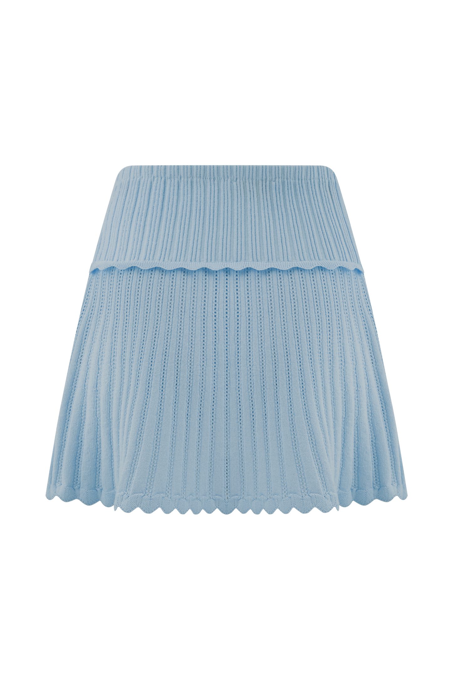 Indy Pointelle Knit Mini Skirt - Cornflower Blue
