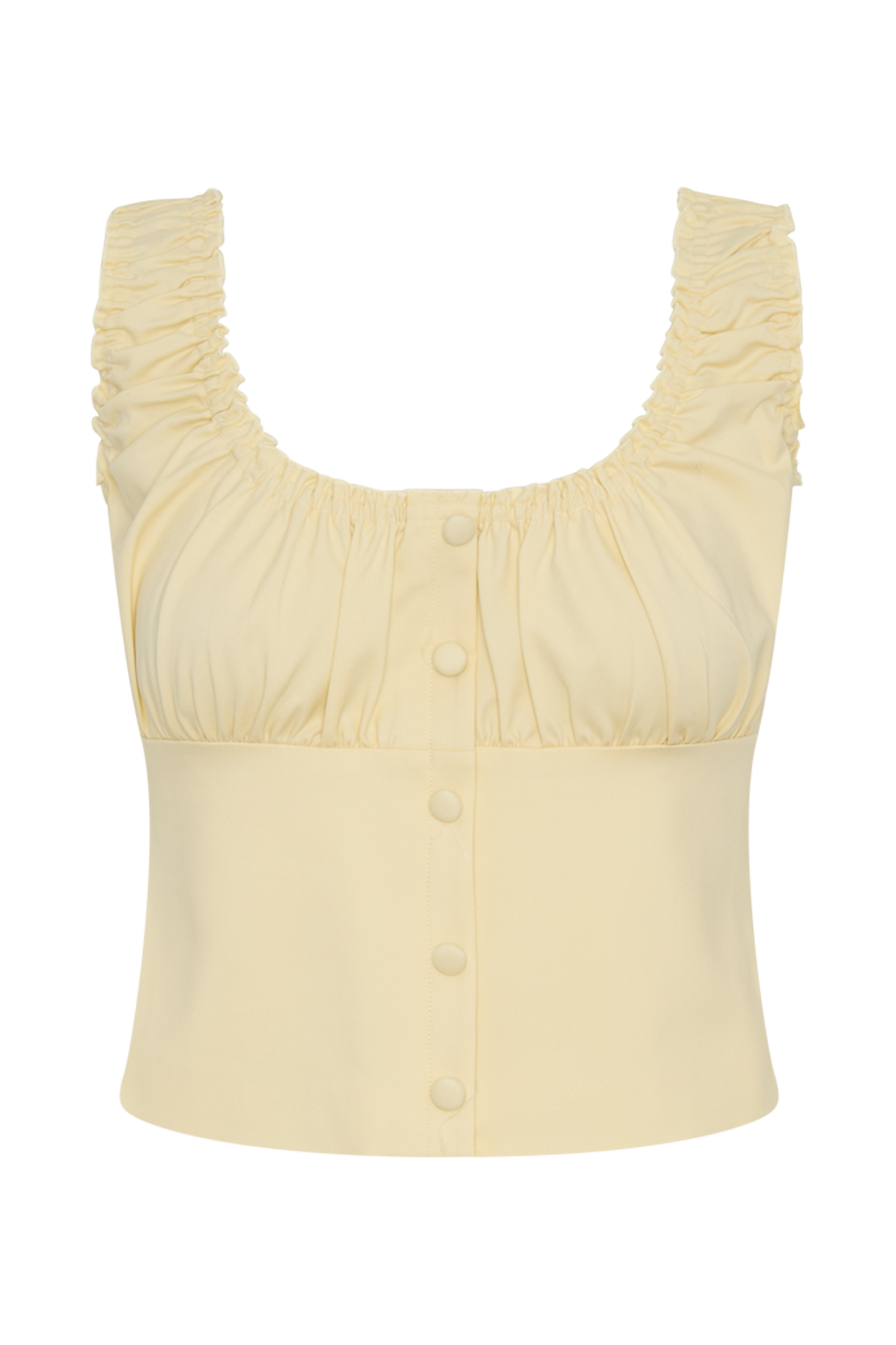 Ines Sleeveless Ruched Top - Lemon