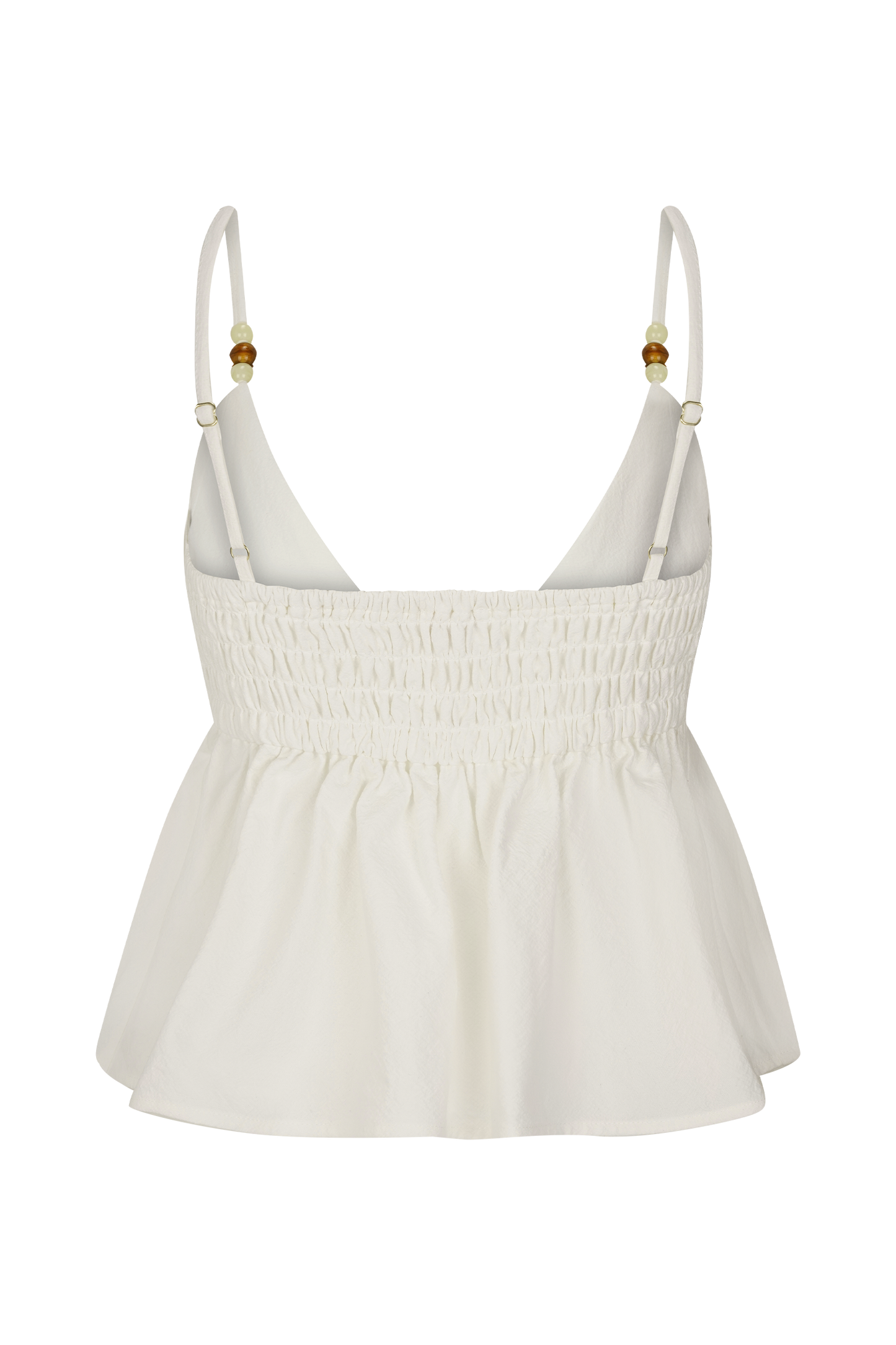 Janayia Cotton Beaded Top - White