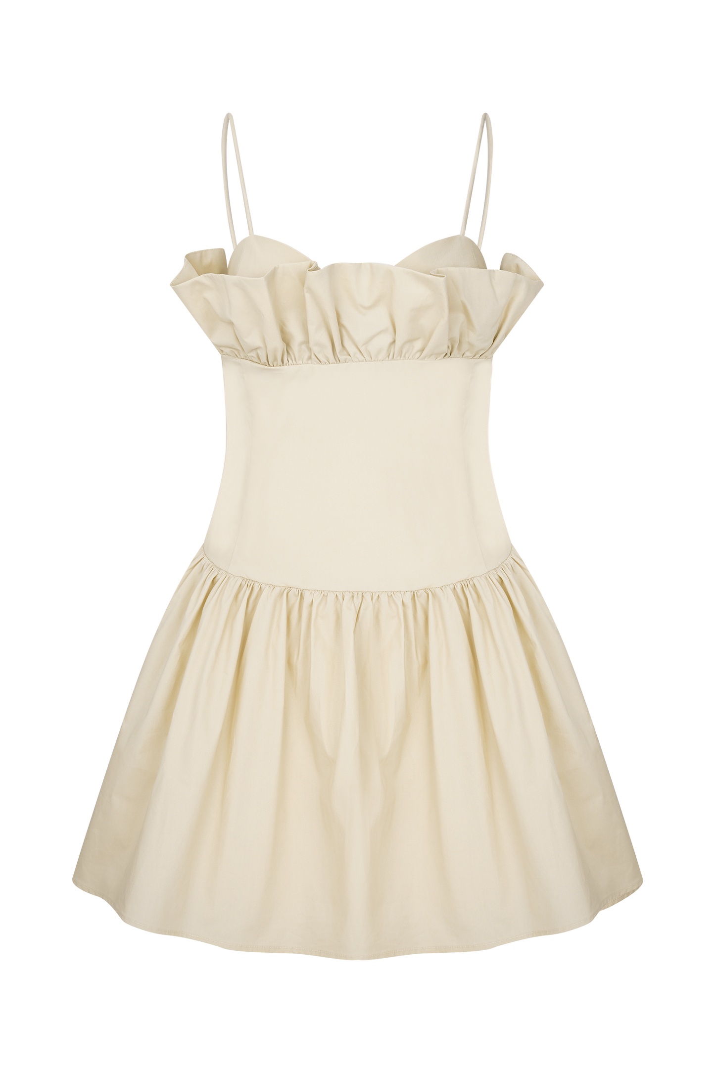 Janis Cotton Frill Mini Dress - Nude