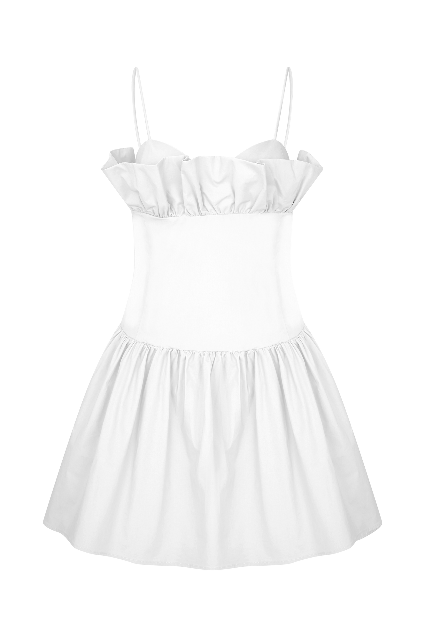 Janis Cotton Frill Mini Dress - White