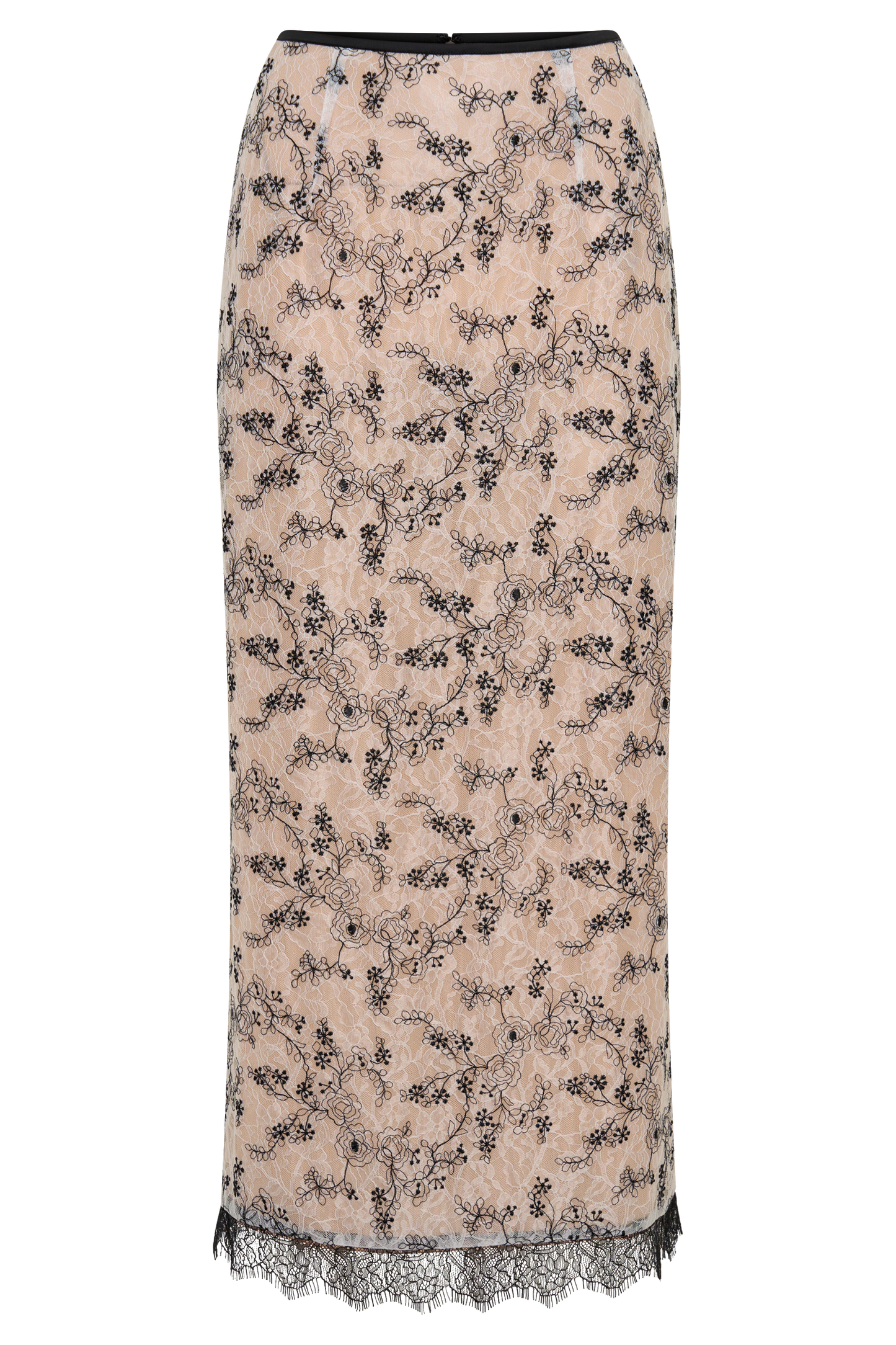 Kimberly Lace Pencil Midi Skirt - Nude Lace
