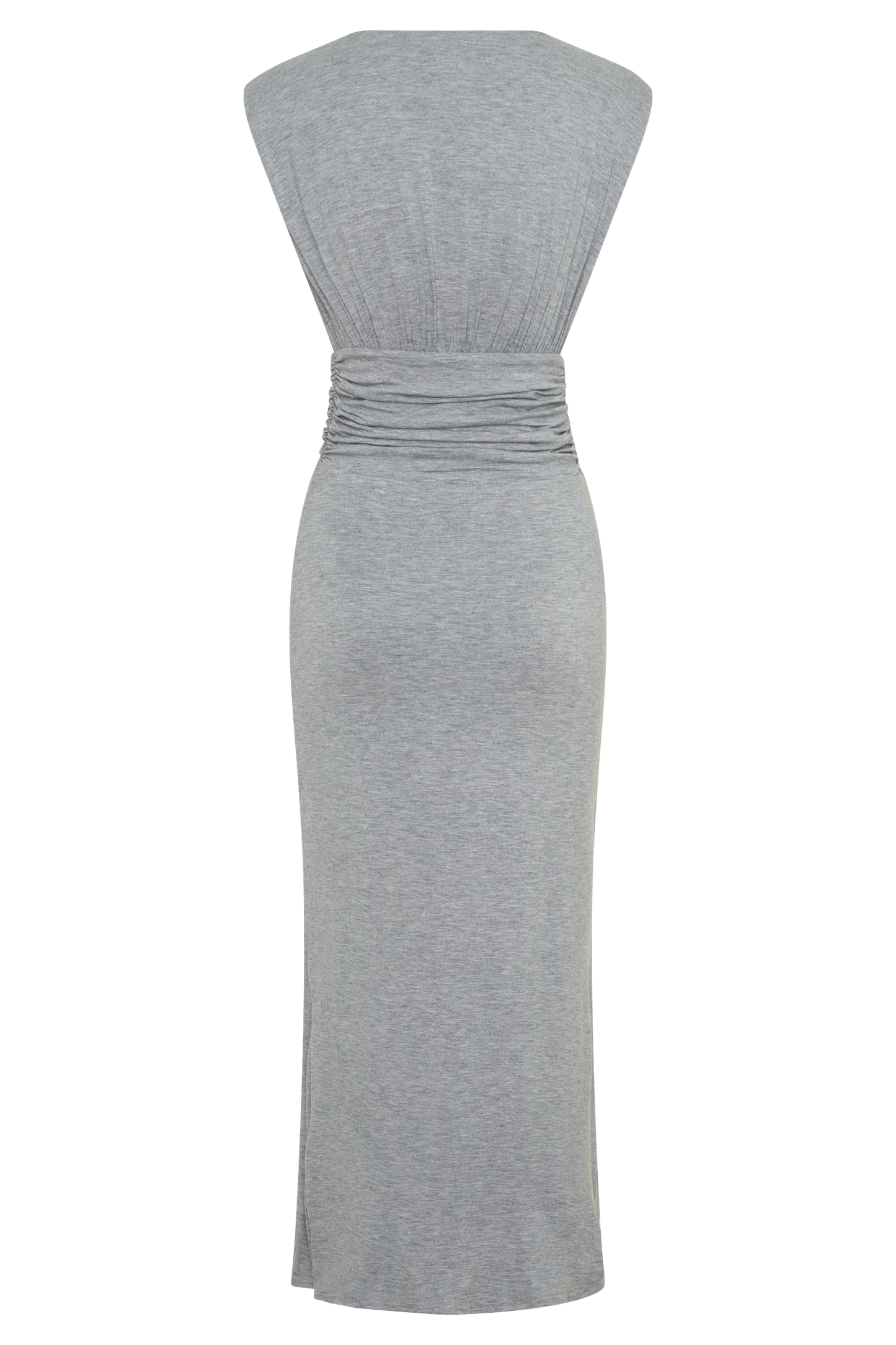 Kura Ruched Modal Sleeveless Midi Dress - Grey Marle