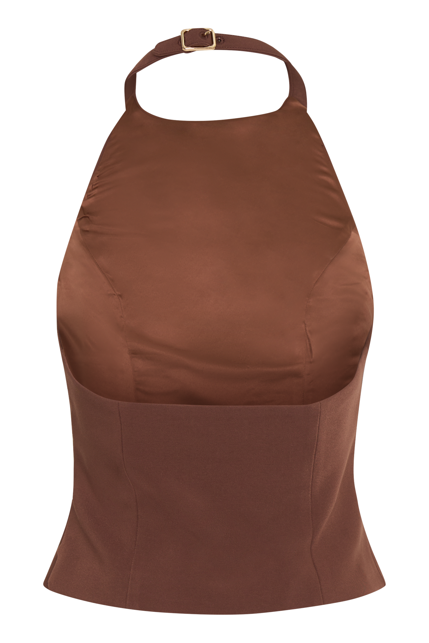 Letitia Suiting Halter Top With Buckle - Wood