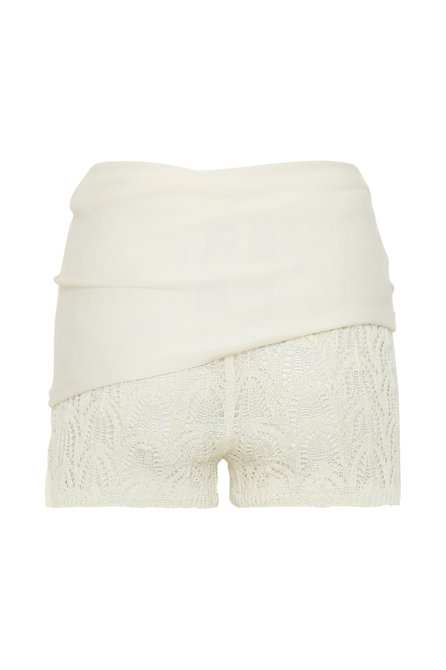 Liora Crochet Shorts With Knit Overlay - Ivory
