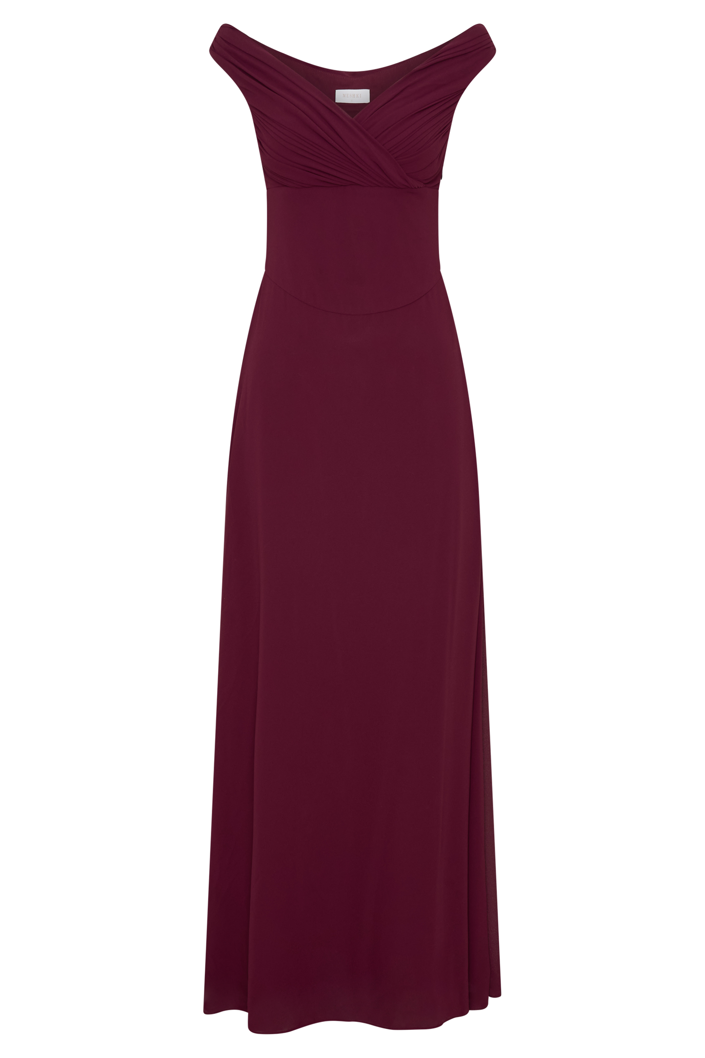 Mabel Off Shoulder Chiffon Maxi Dress - Merlot
