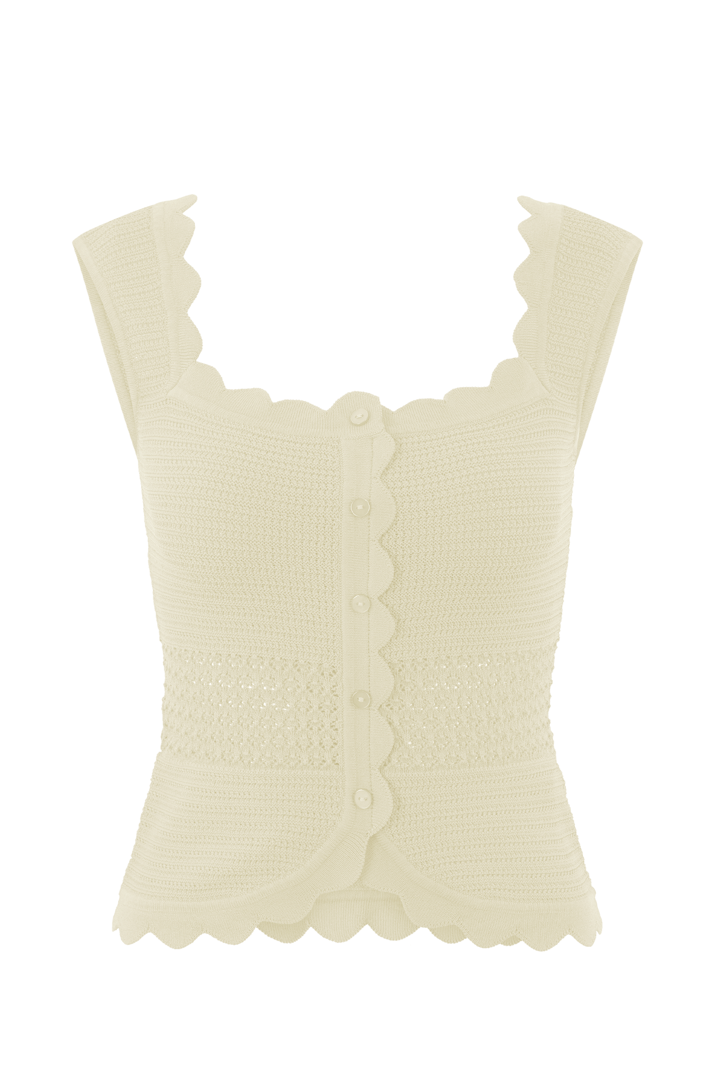 Madeline Scallop Knit Top - Ivory