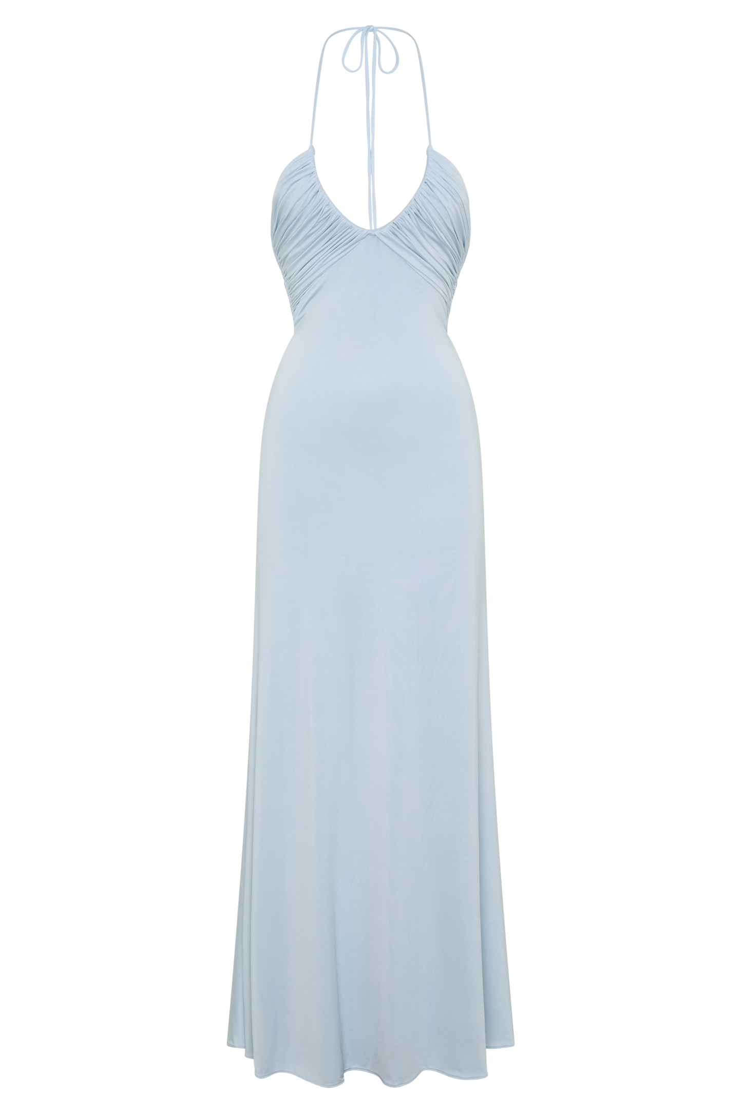 Maely Gathered Slinky Maxi Dress - Pale Blue