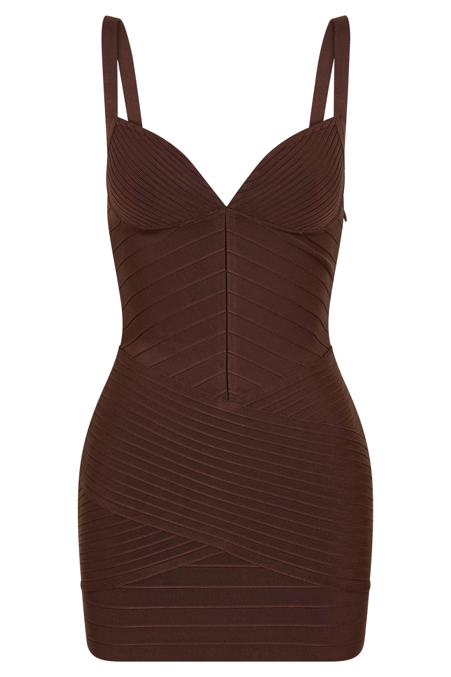 Maison Bandage Knit Mini Dress - Chocolate