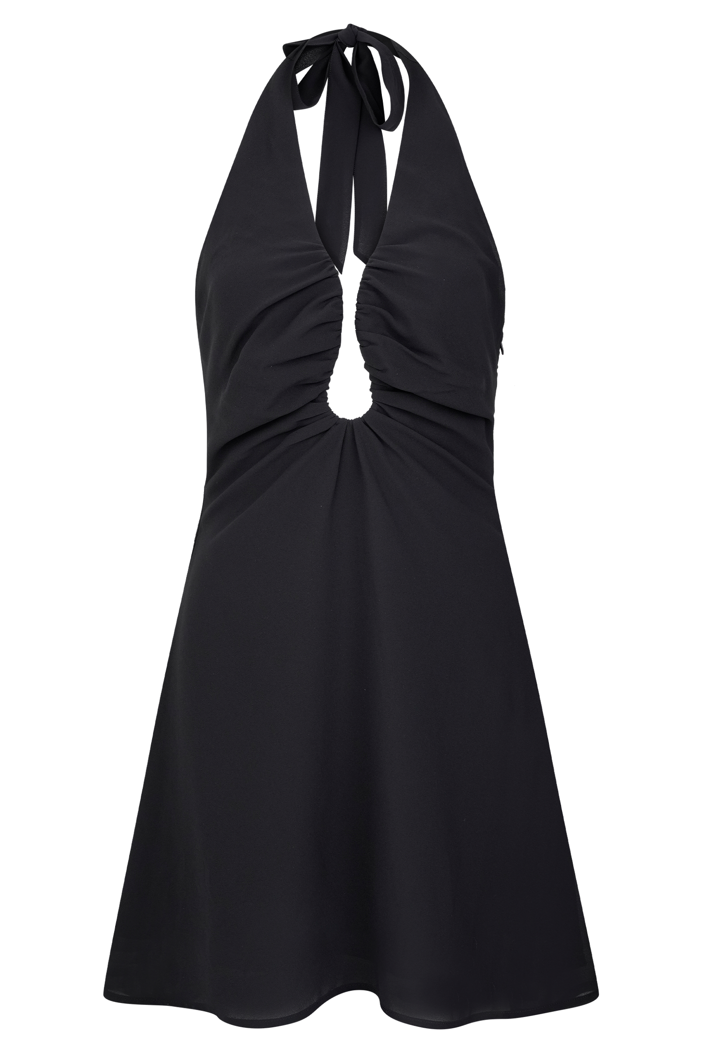 Malakhai Chiffon Halter Mini Dress - Black