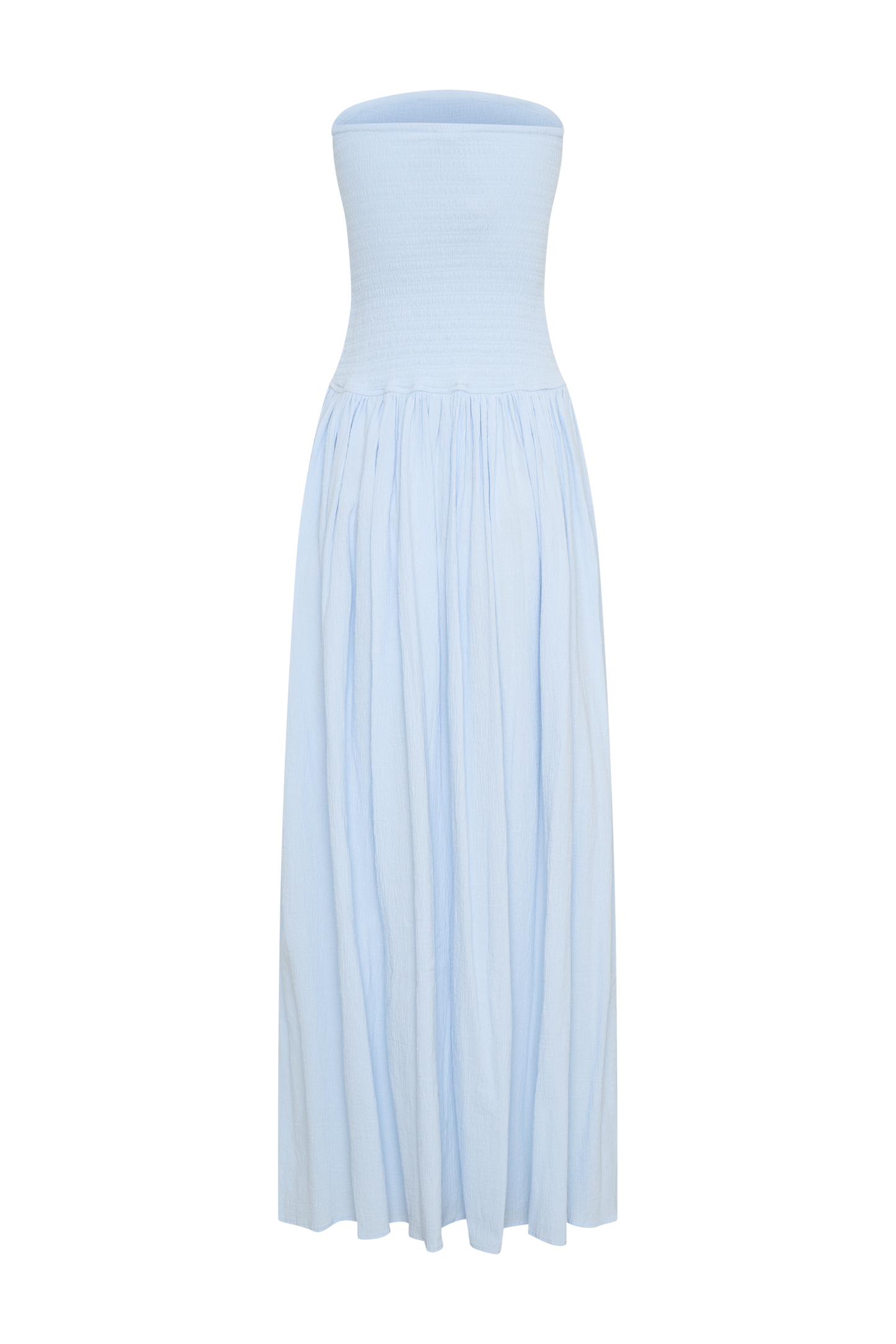 Maureen Cotton Shirring Maxi Dress - Powder Blue