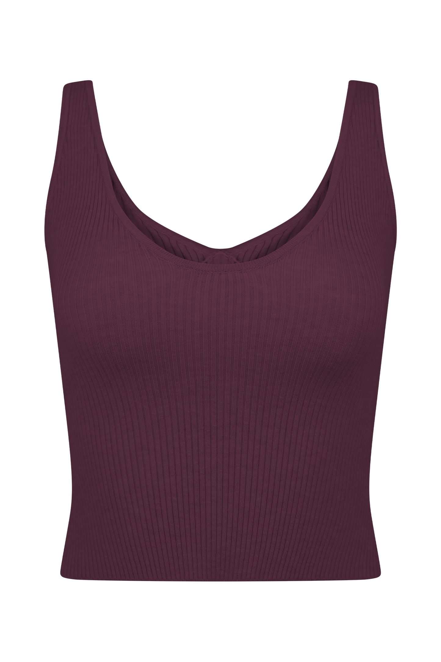 Natalya Ribbed Knit Cami Top - Merlot