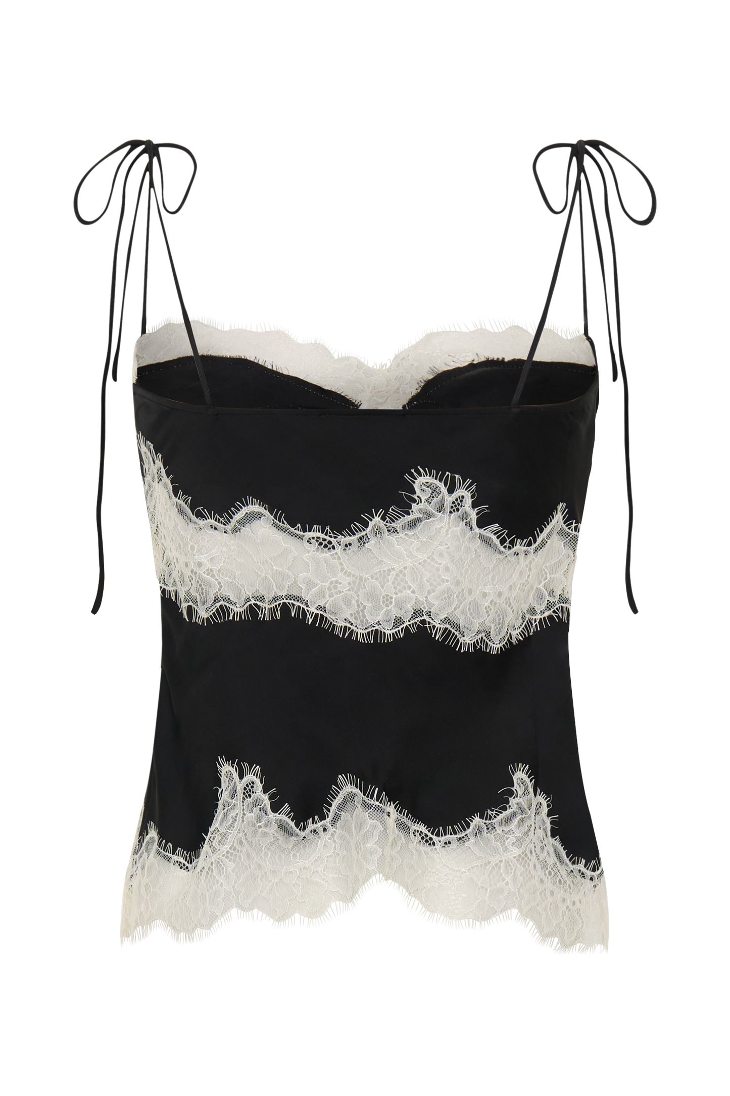 Nina Satin And Lace Camisole - Black/Ivory