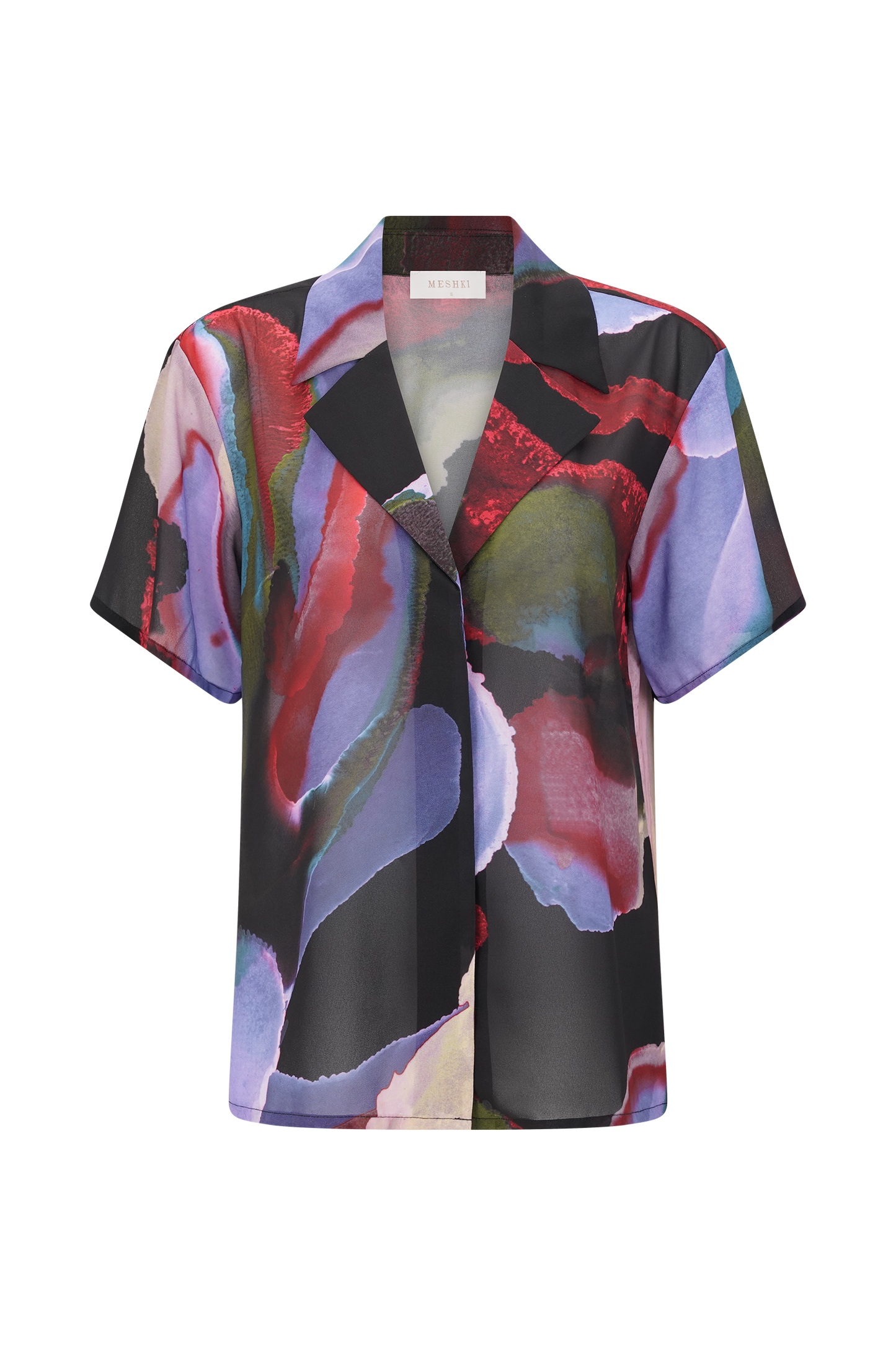 Rachel Chiffon Short Sleeve Shirt - Multi Fluid Reverie Print