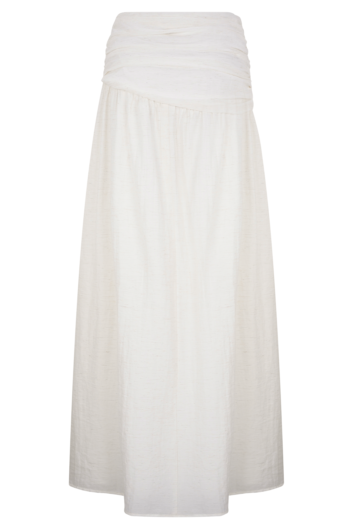 Scottie Gathered Linen Knot Maxi Skirt - Oat Marle