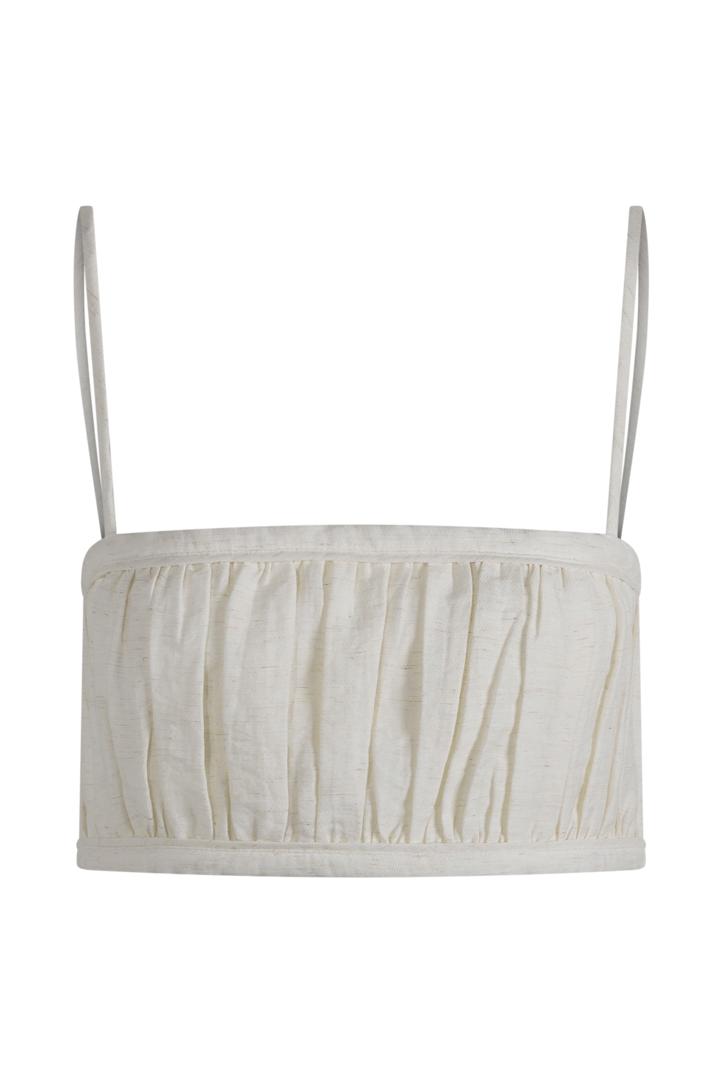 Scottie Shirred Linen Bandeau - Oat Marle