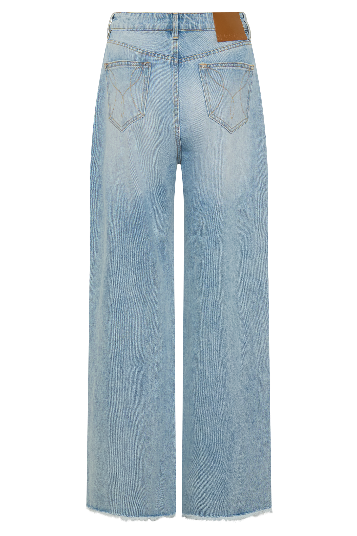 Sebastian Straight Leg Denim Jeans With Fray Hem - Washed Light Blue