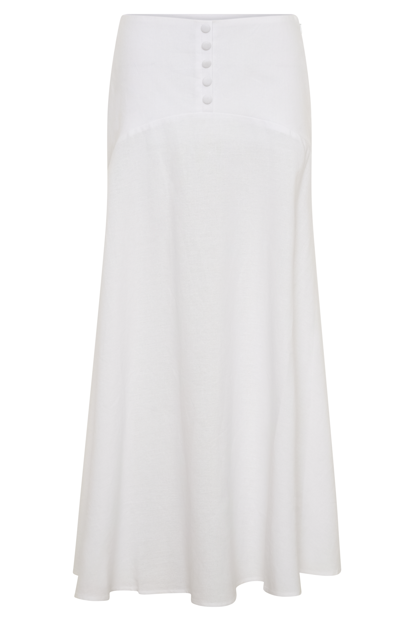 Selma Curved Waist Midi Skirt - White