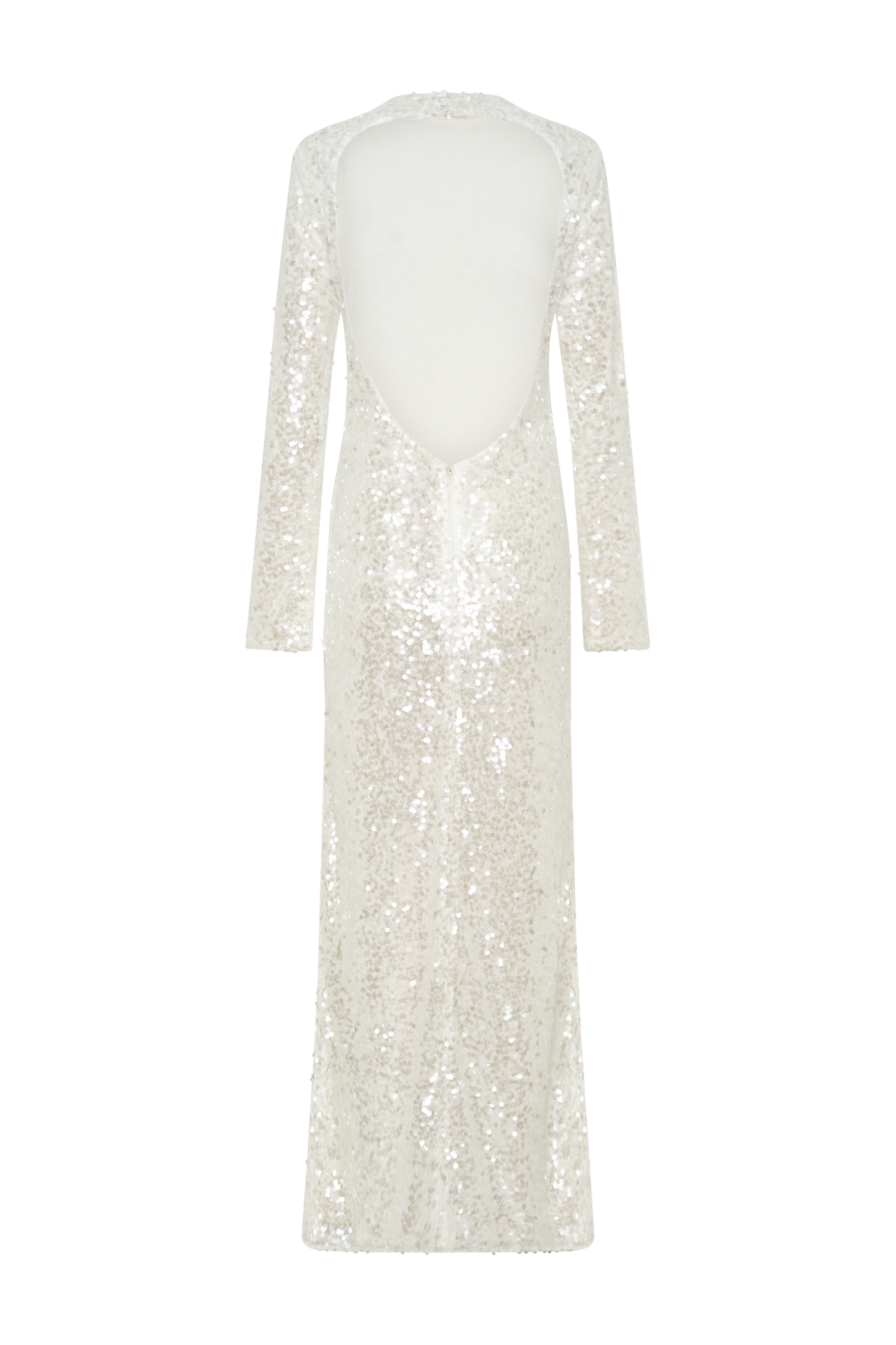 Sofia Long Sleeve Sequin Maxi Dress - White