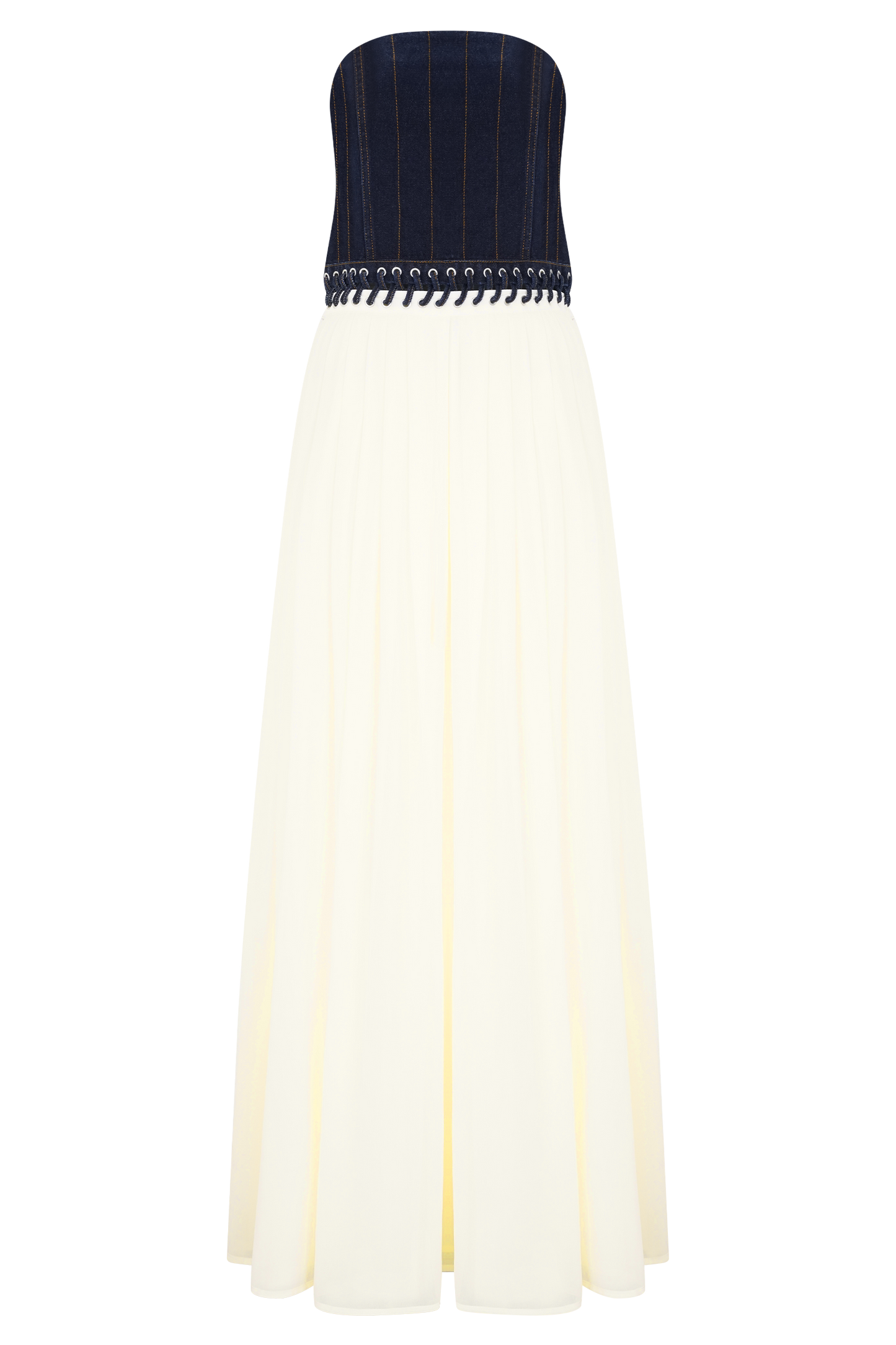 Suella Chiffon Denim Maxi Dress - Indigo Blue