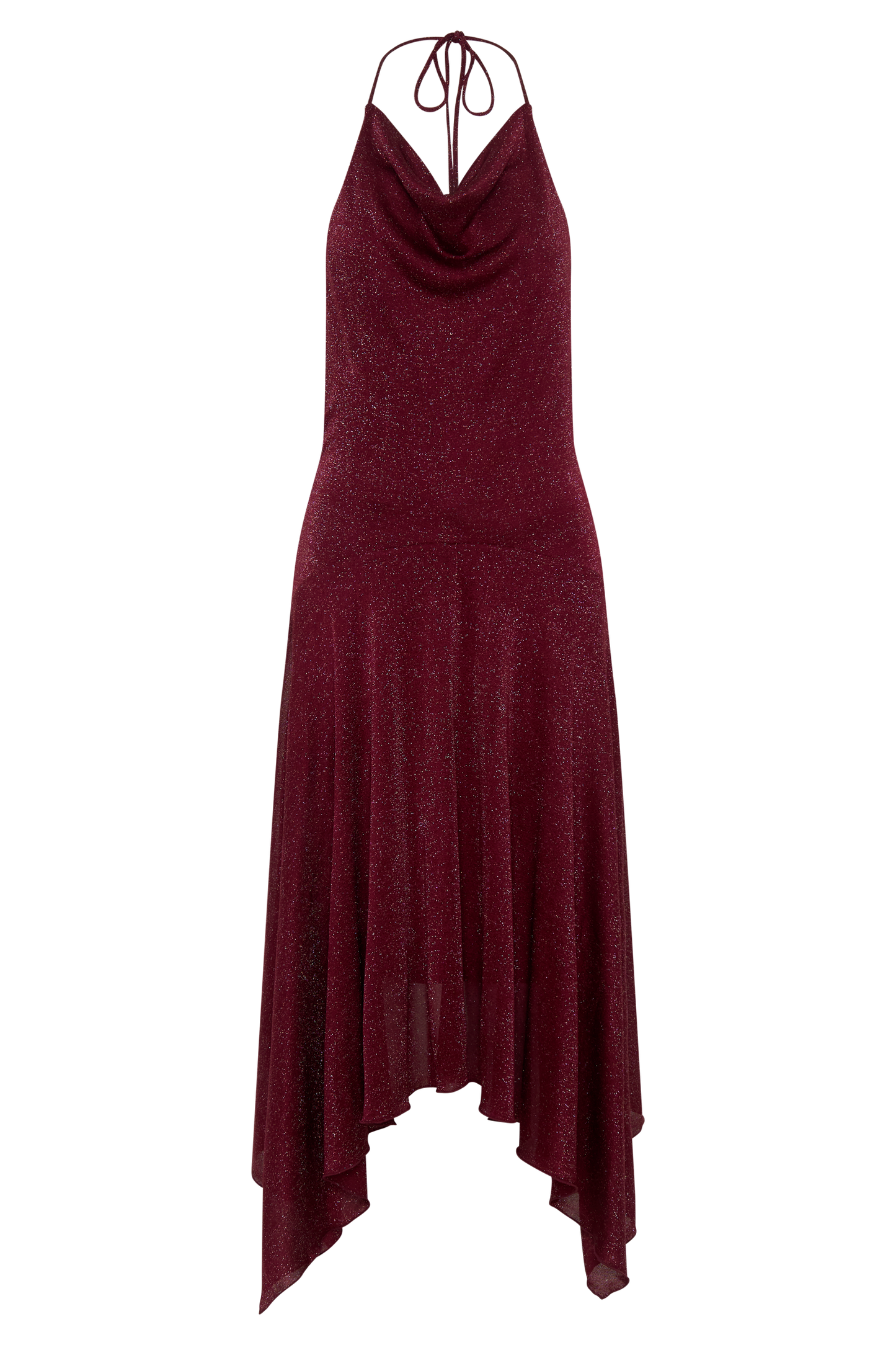 Sylvie Lurex Hankie Midi Dress - Wine