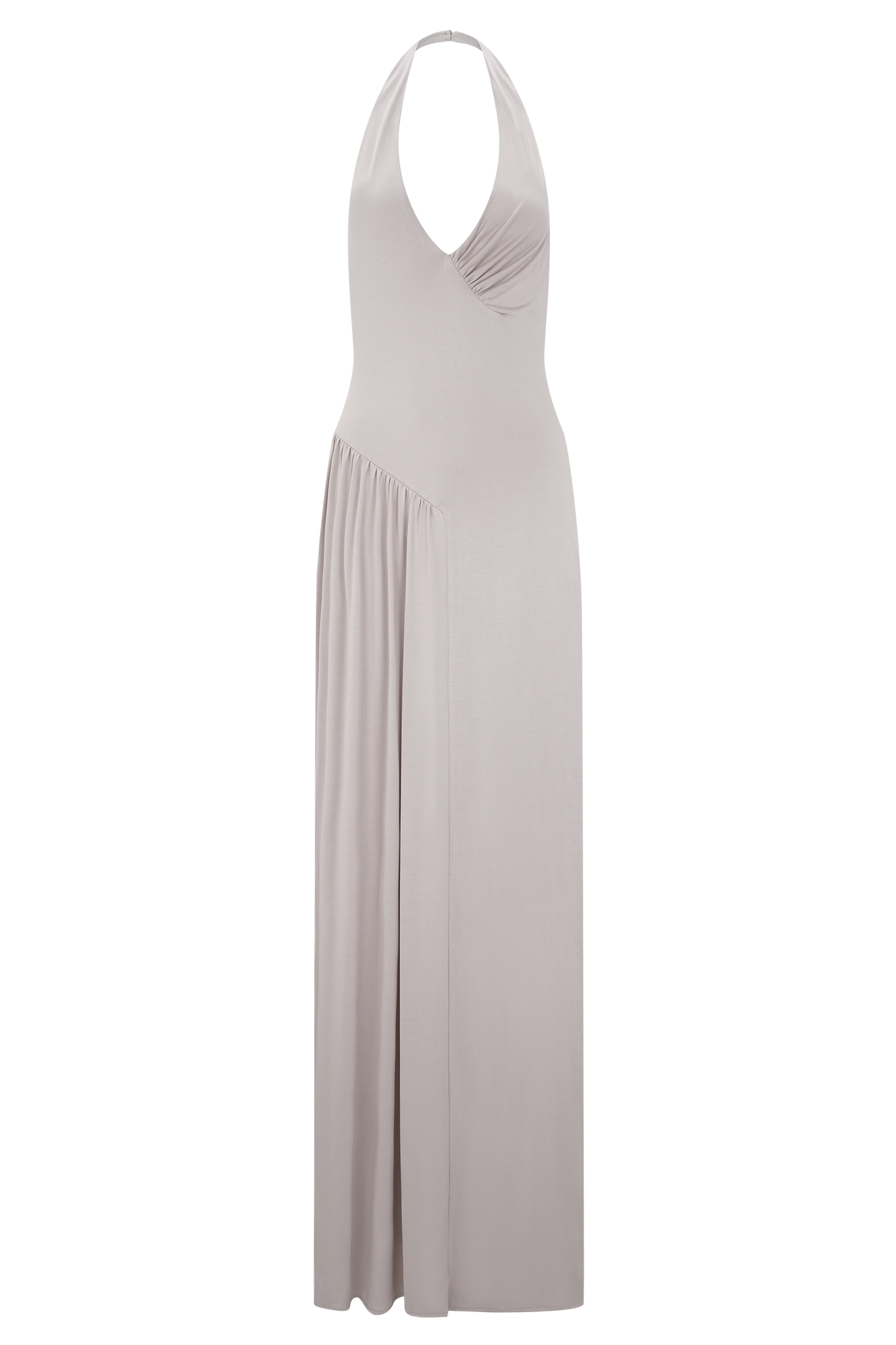 Yelena Ruched Halter Maxi Dress - Taupe