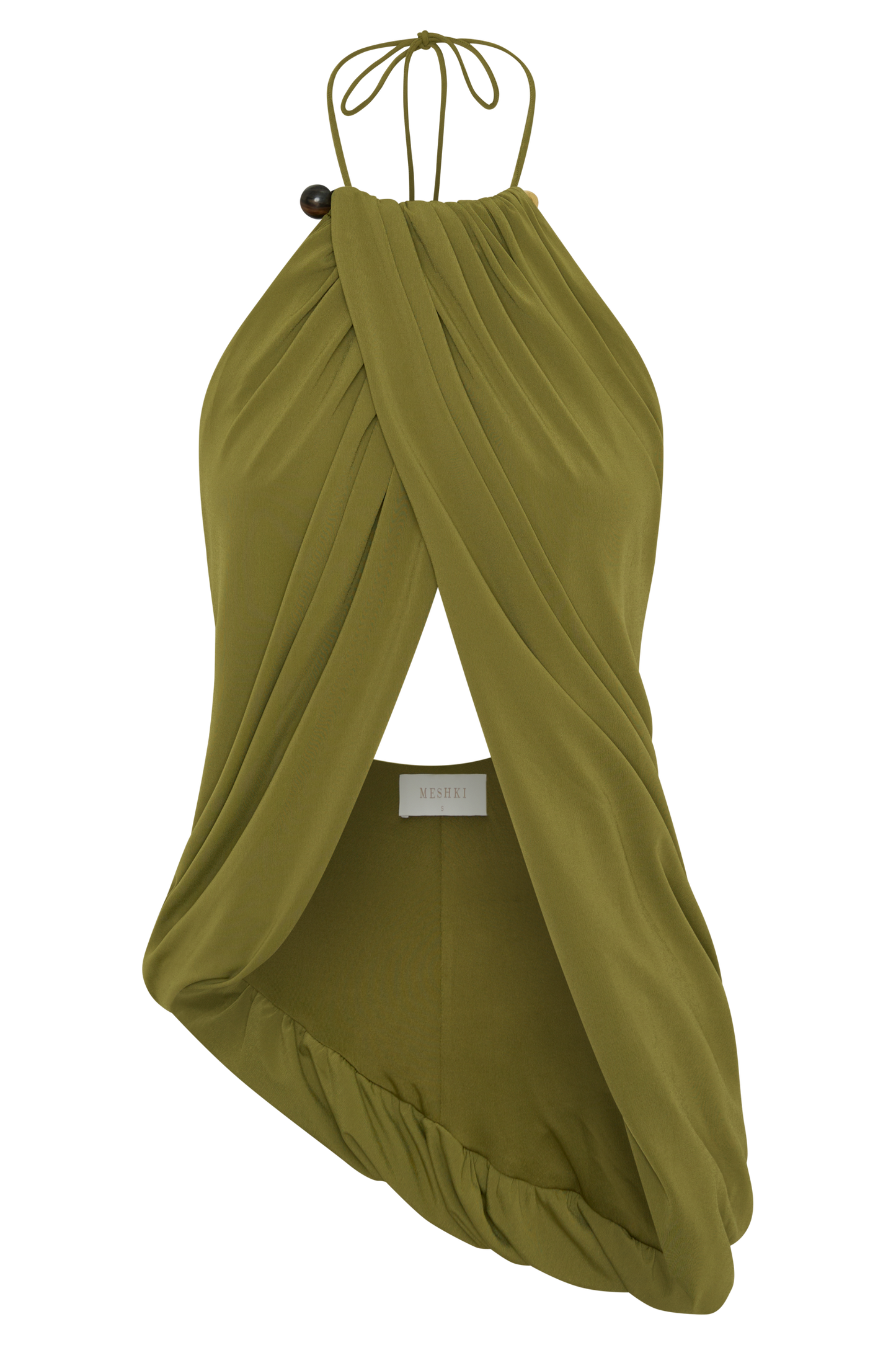 Yuna Draped Hardware Top - Martini Olive