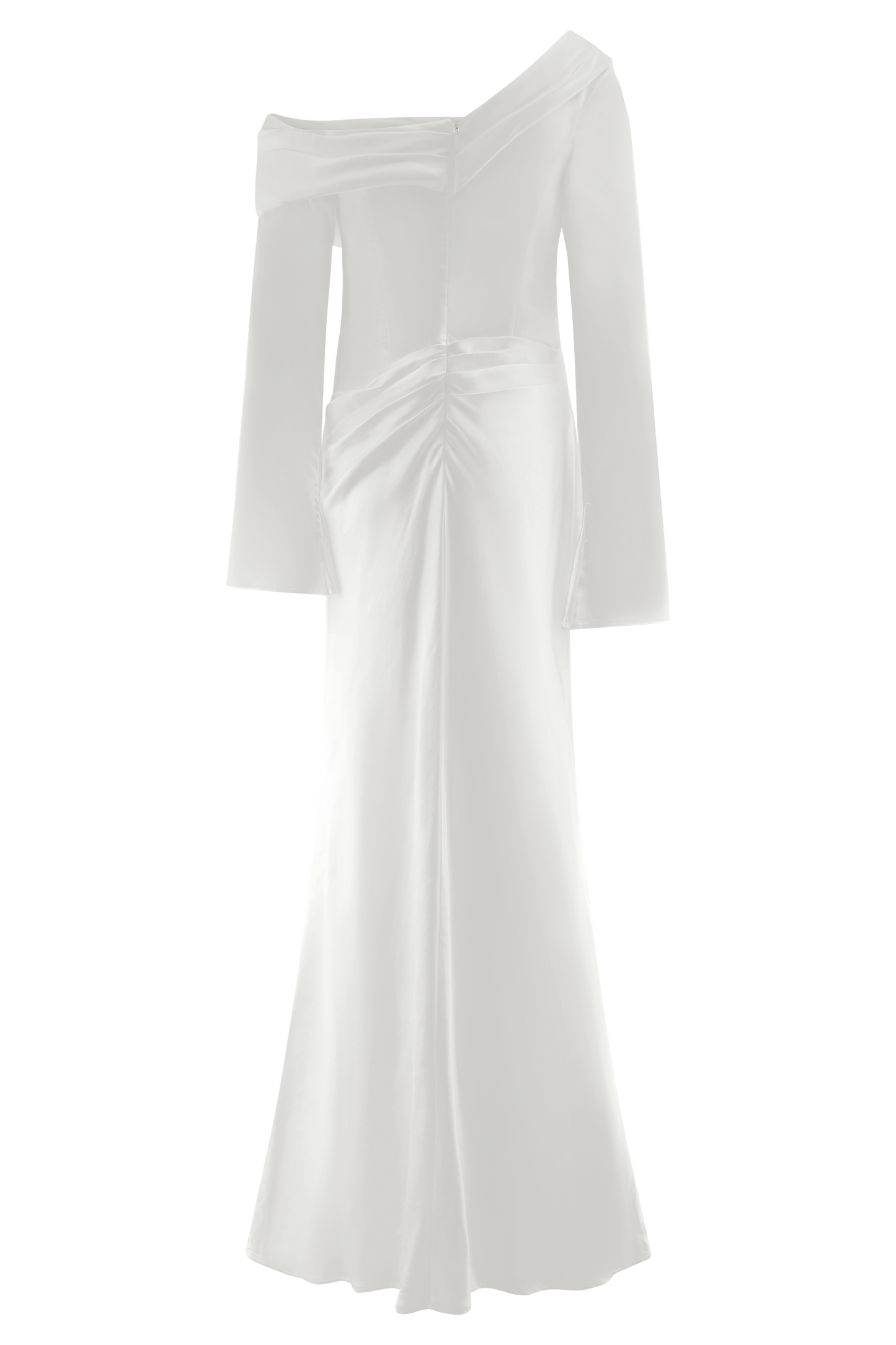 Iris Long Sleeve Satin Maxi Dress - White