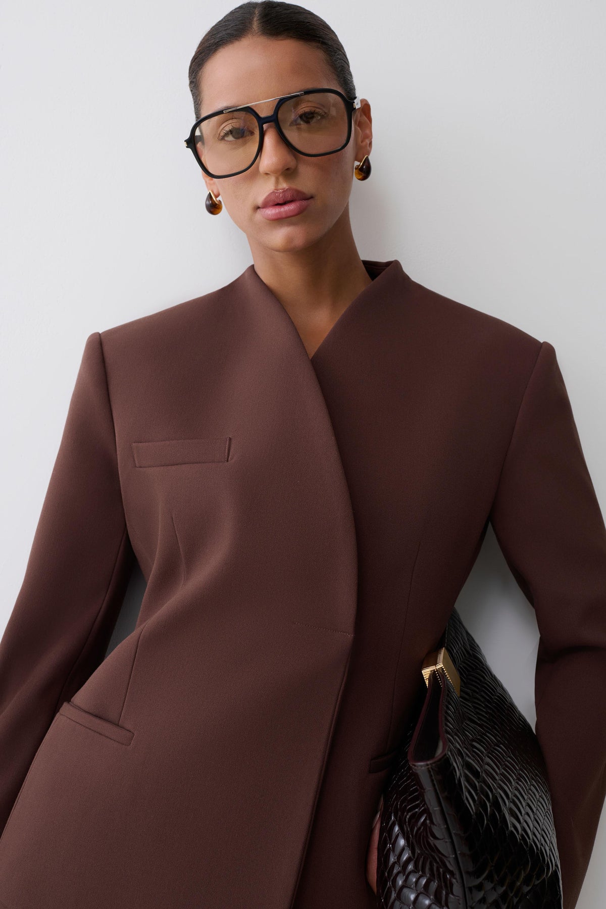 Katherine Suiting Structured Blazer - Dark Chocolate