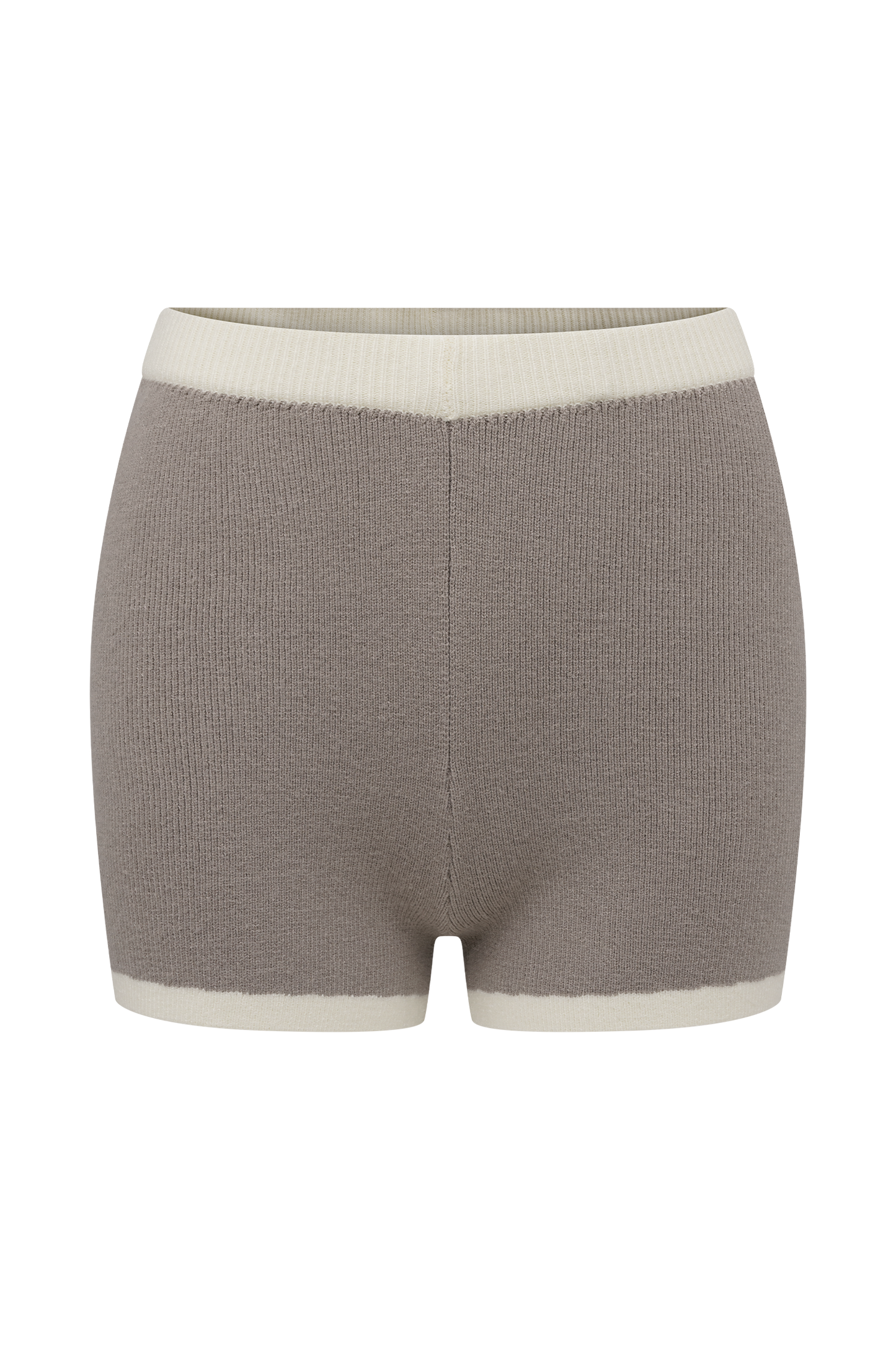 Julianne Contrast Knit Shorts - Pebble/Ivory