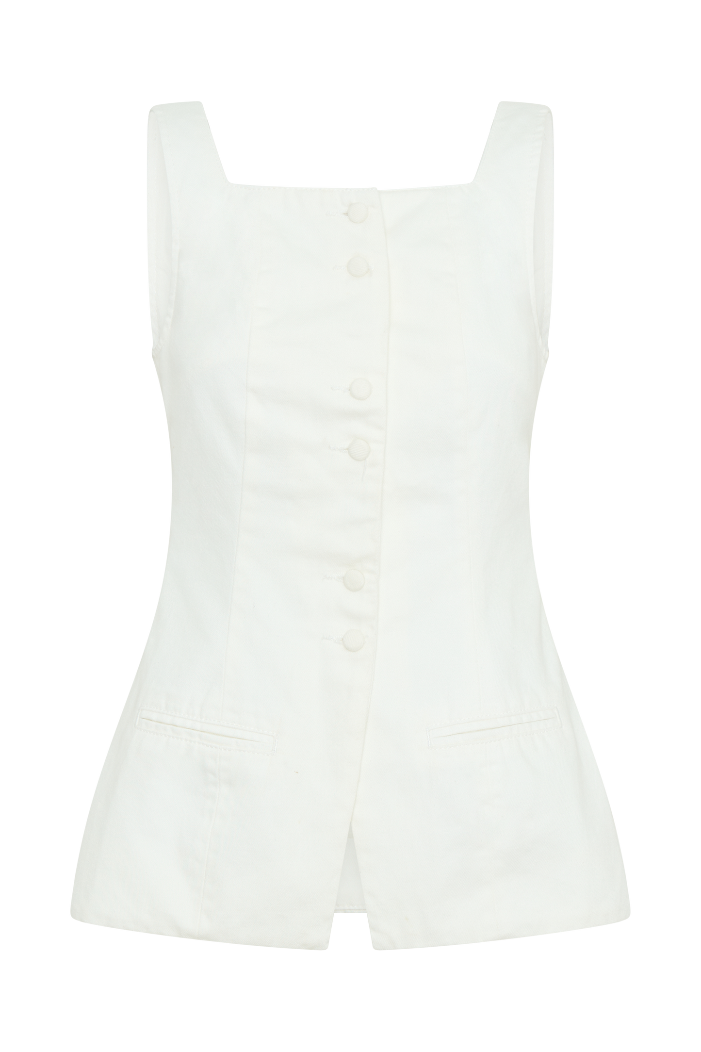 Kaitlyn Square Neck Long Line Top - White
