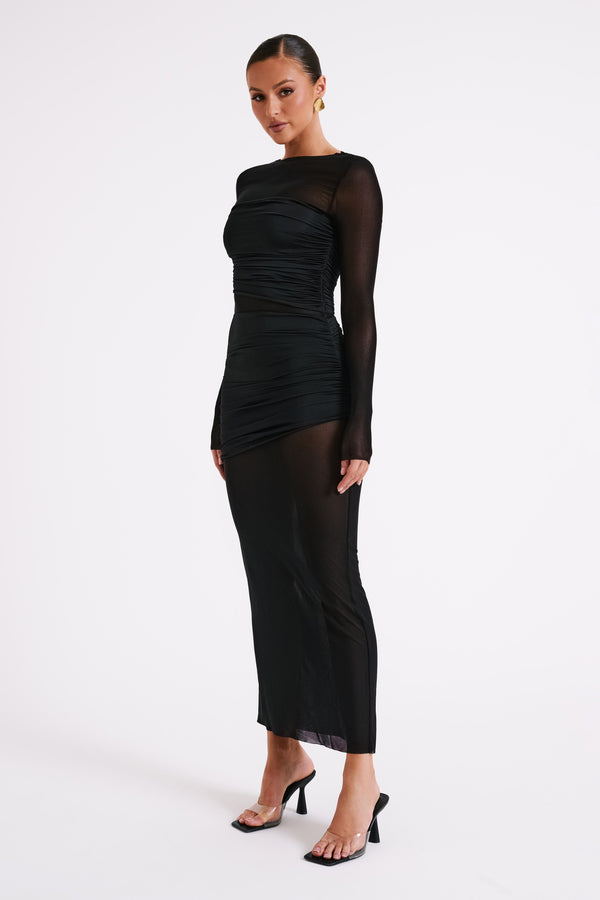Collective Dress - Kate Mesh And Nylon Maxi Dress - Black image 6