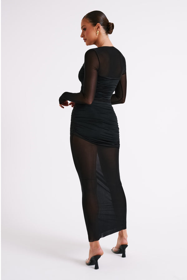Collective Dress - Kate Mesh And Nylon Maxi Dress - Black image 4