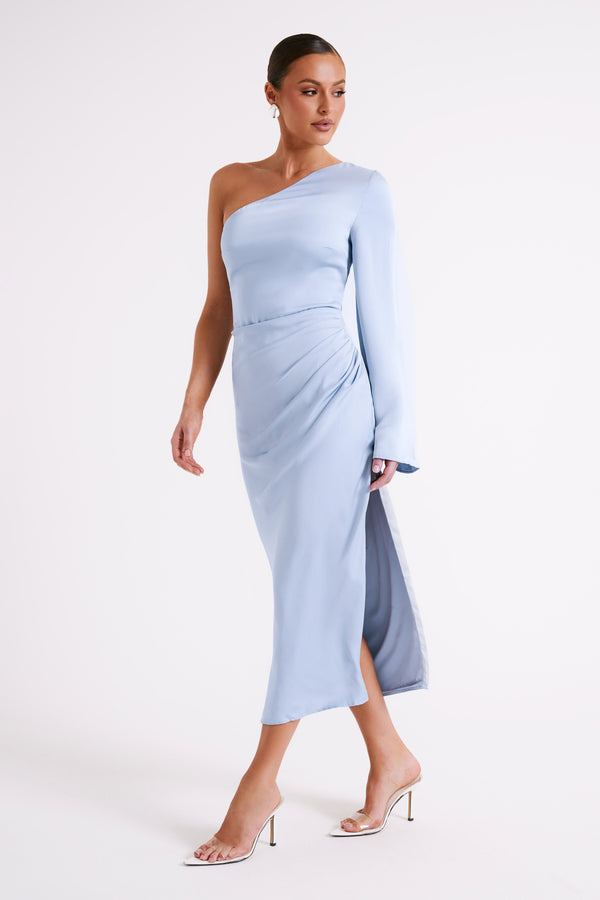 Collective Dress - Nyomi One Shoulder Maxi Dress - Ice Blue image 4