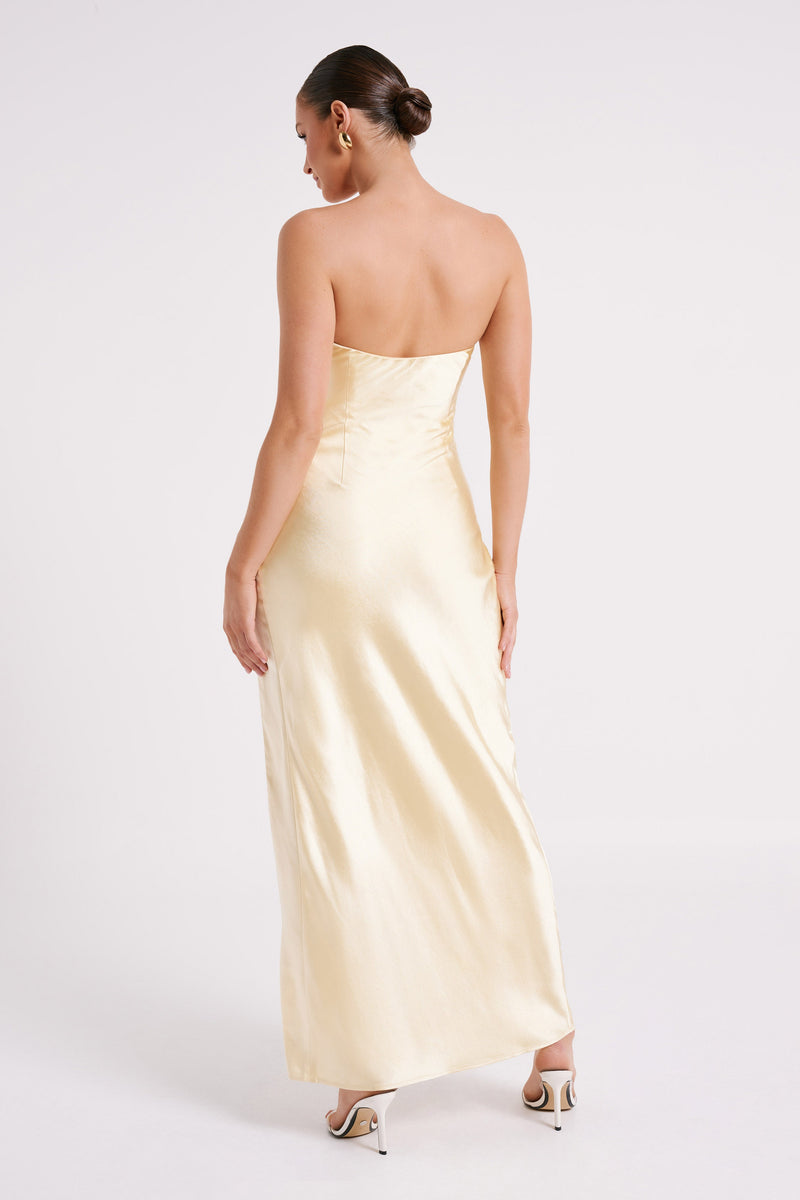 Aminah Draped Strapless Maxi Dress Butter MESHKI