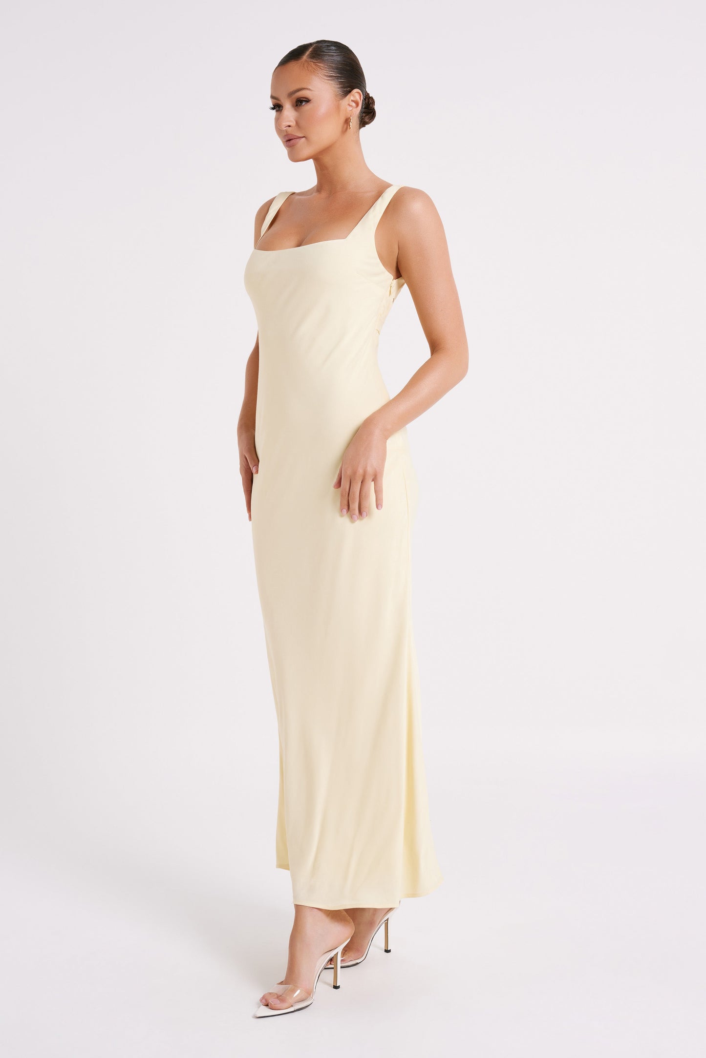 Ensley Satin Maxi Dress - Light Yellow