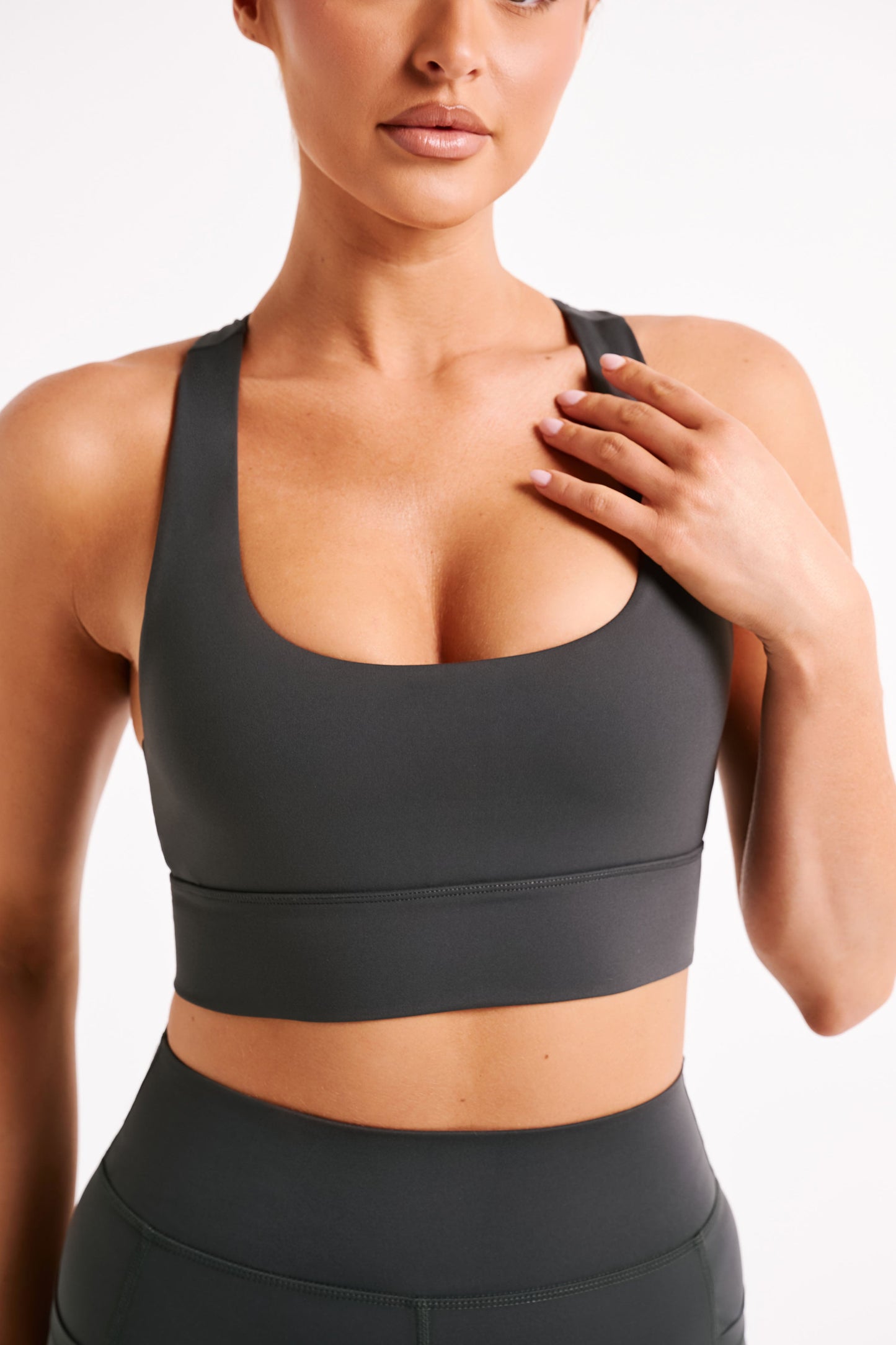 Thea Racerback Crop Top - Charcoal