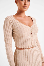 Silvia Long Sleeve Knit Cardigan - Wheat