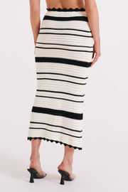 Jadia Contrast Crochet Fishtail Maxi Skirt - Black/White