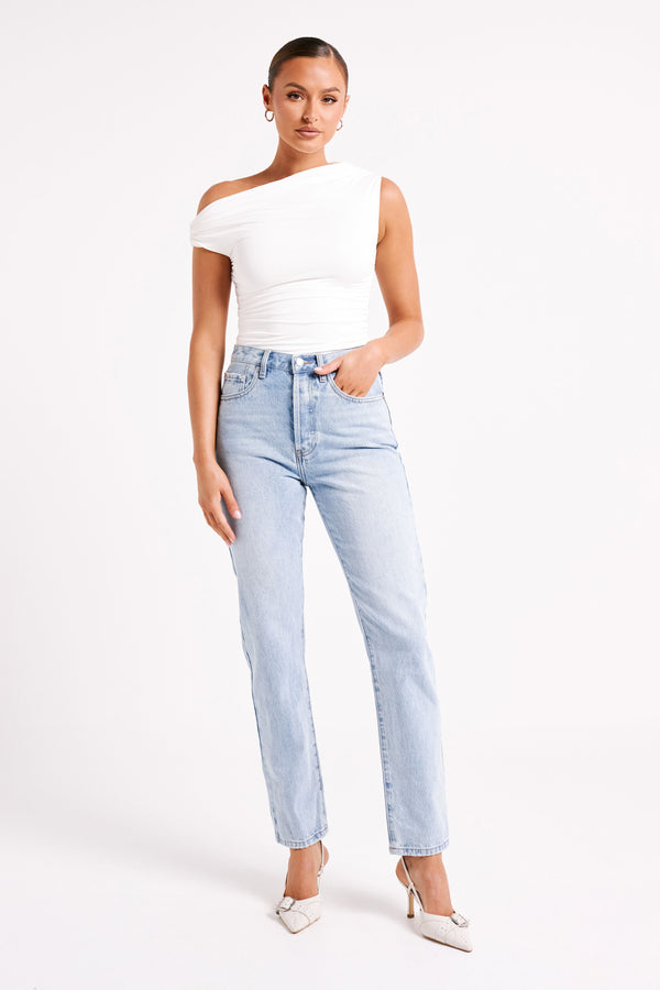 Collective Tops - Alayna  Recycled Nylon Ruched Top - White fifth image