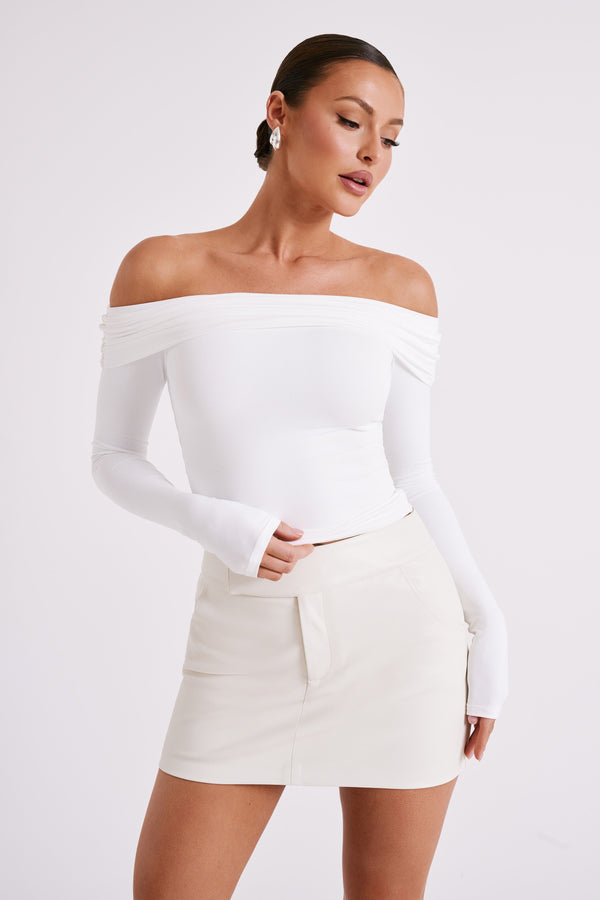 Collective Tops - Lucinda  Recycled Nylon Off Shoulder Top - White secondary image