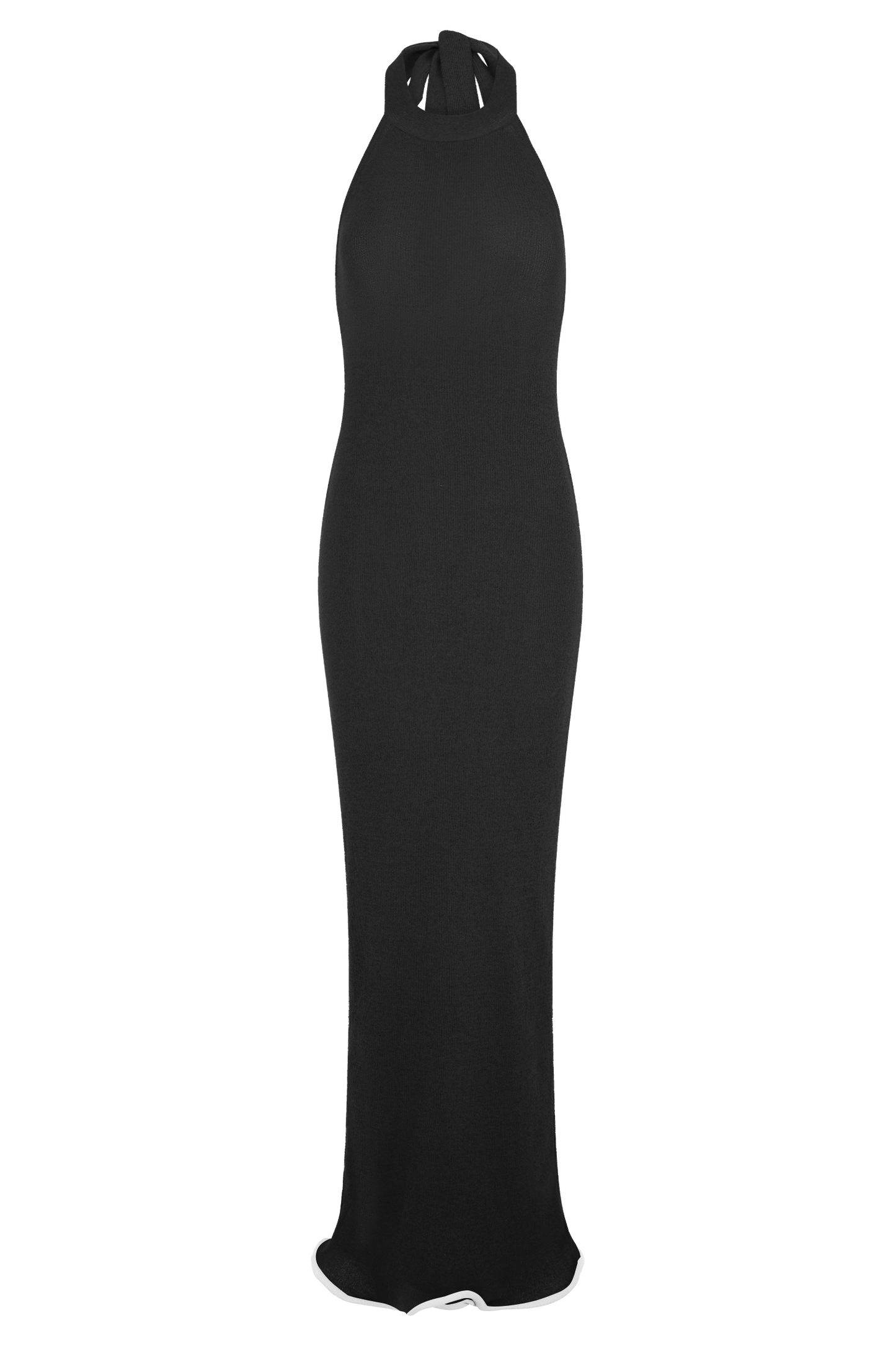 Melodie Halter Knit Maxi Dress - Black/White
