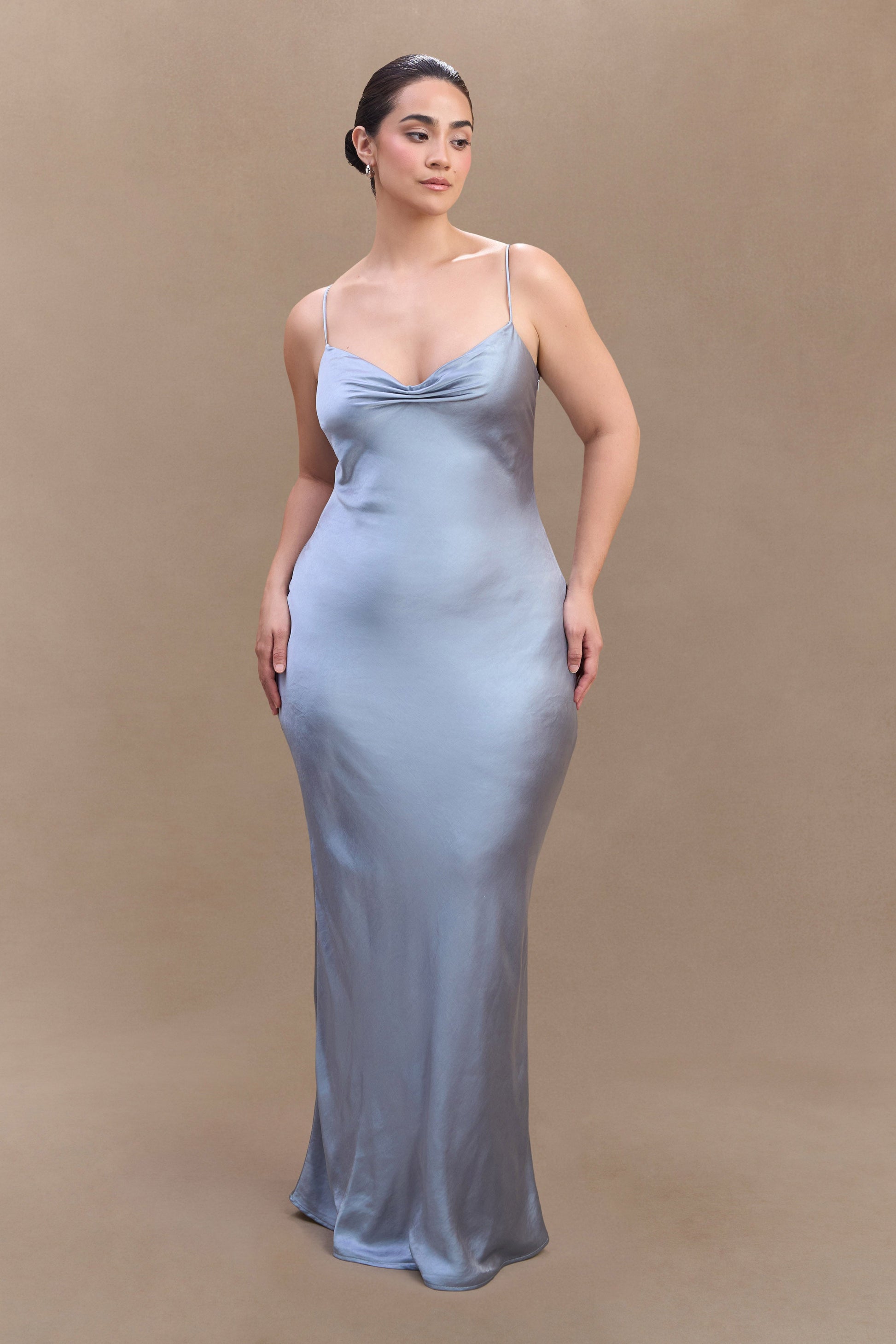 Lilly Sweetheart Satin Maxi Dress - Frosted Blue - View 5 | Shop Formal Dress
