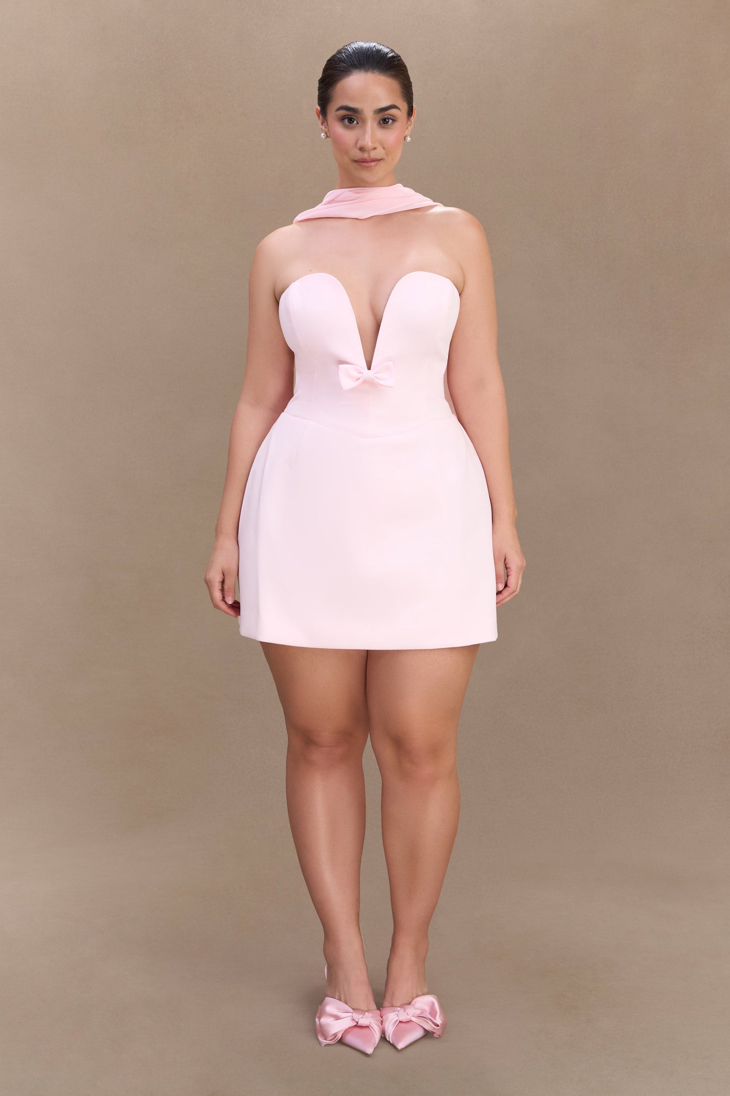 Orellia Strapless Suiting Mini Dress - Soft Pink